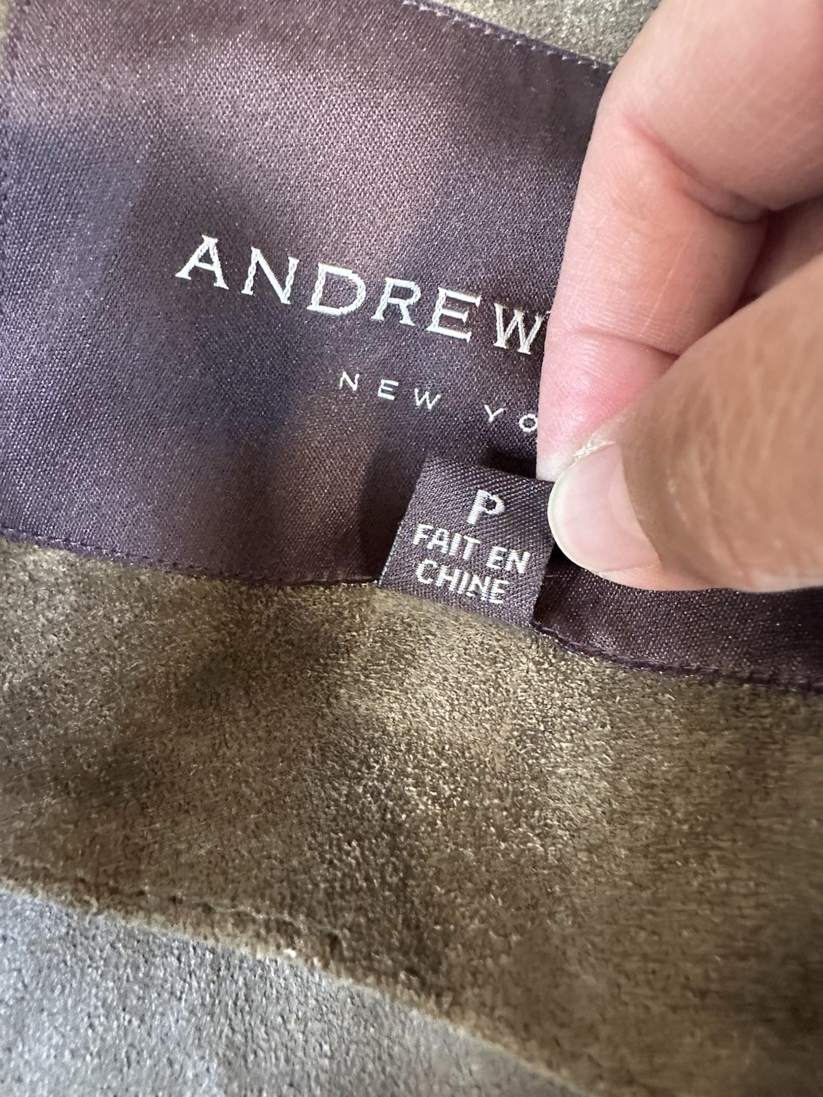 Andrew Marc mens suede leather jacket small olive brown