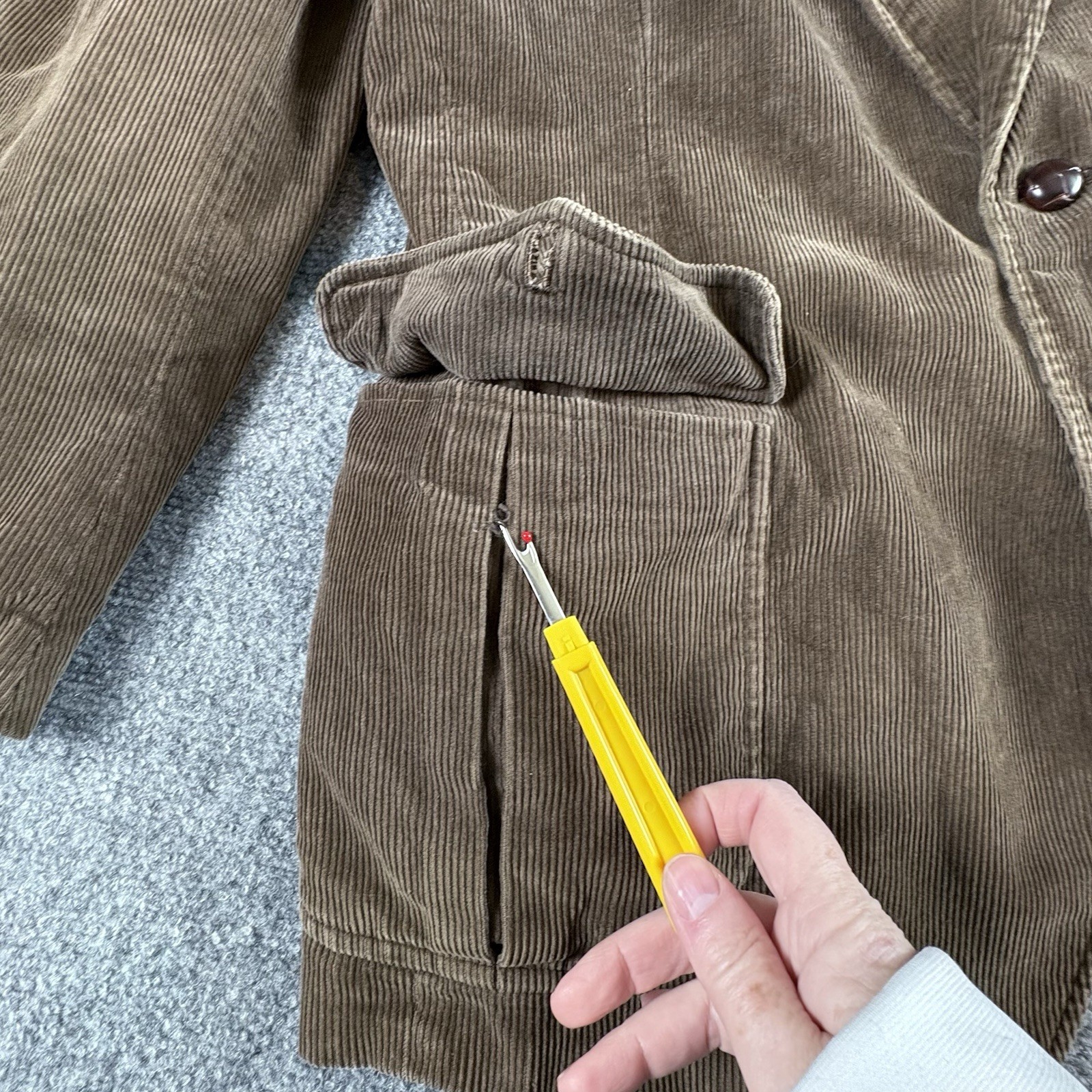 VTG 70s 80s Sears Corduroy Blazer Men 40R Brown Distressed Grunge Dark Academia