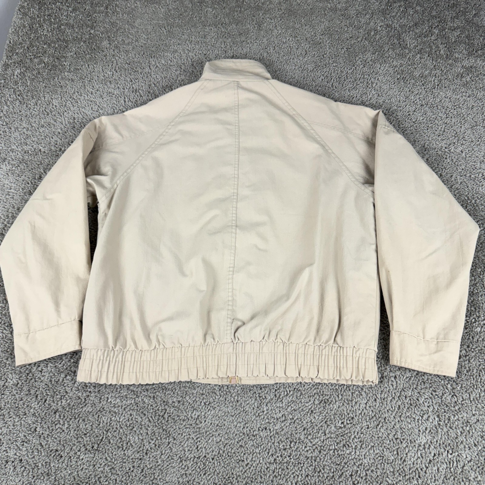 Vintage Oakton Ltd Jacket Mens Medium Beige Bomber Cotton Blend Lined Casual
