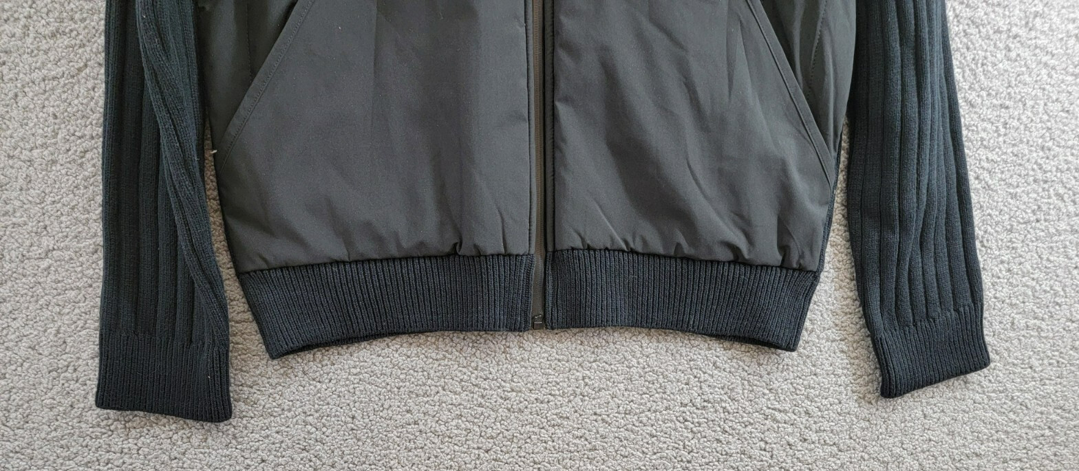 BASS OUTDOOR Mixed Media Zip-Front Hooded Sweater Jacket Men’s M Black Pockets
