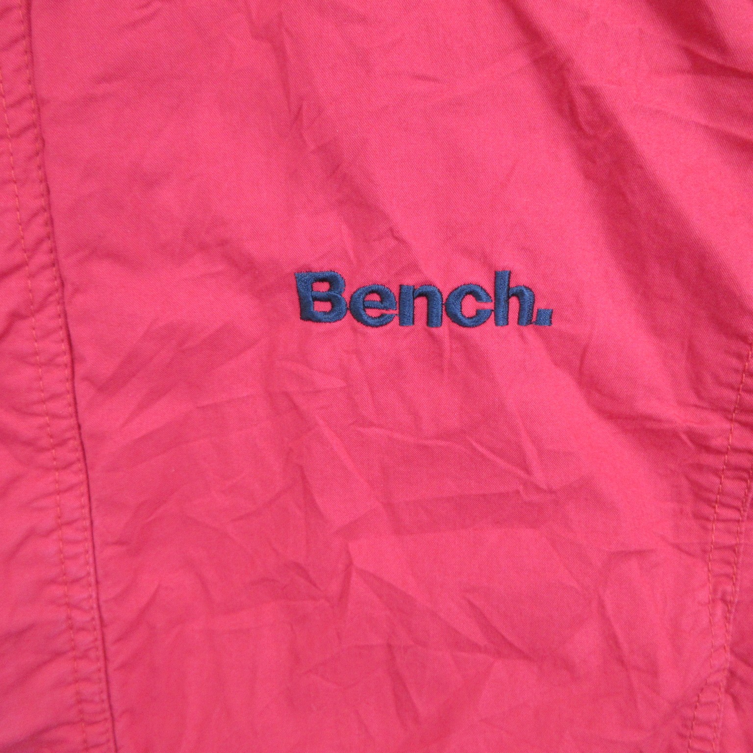 Bench Men’s Jacket XL Windbreaker Red Hooded Cotton Full Zip Lightweight
