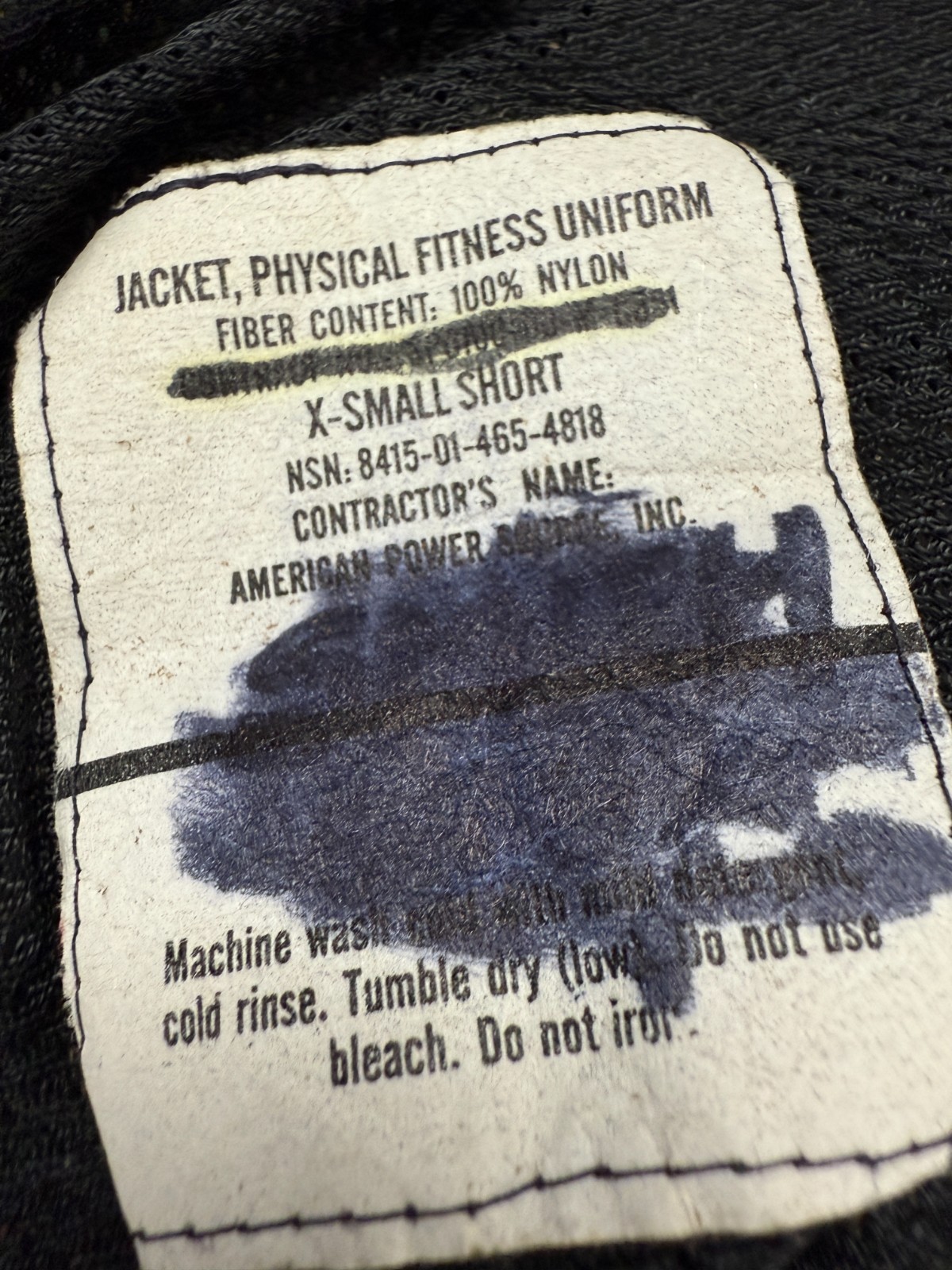 US Army PT Jacket bomber jacket Grey Black X-Small Short 34-36 in