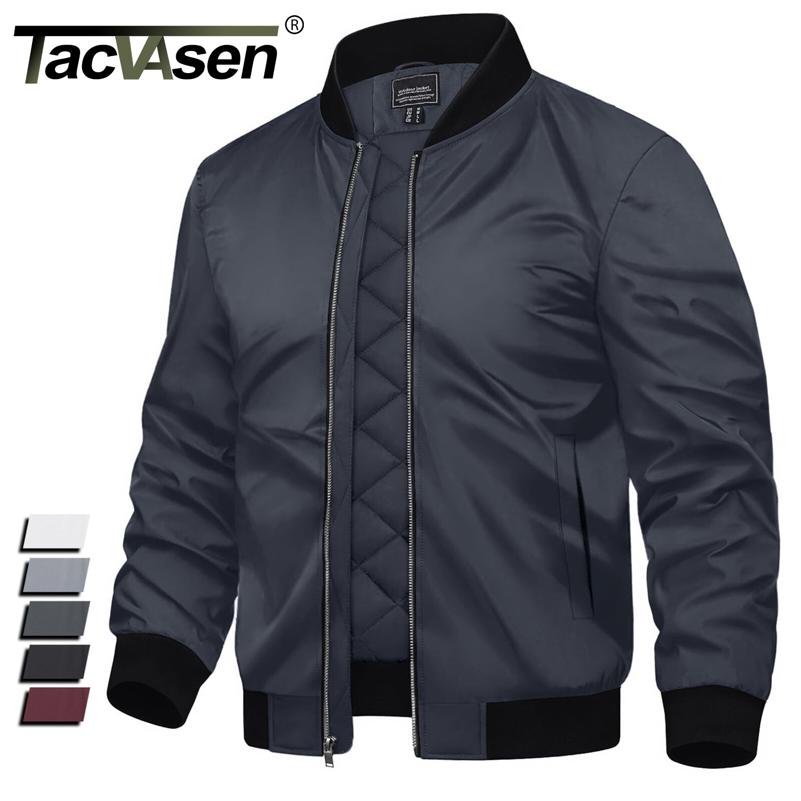 Mens Bomber Jackets Casual Winter Warm Windbreaker Full Zip Padded Lined Outwear