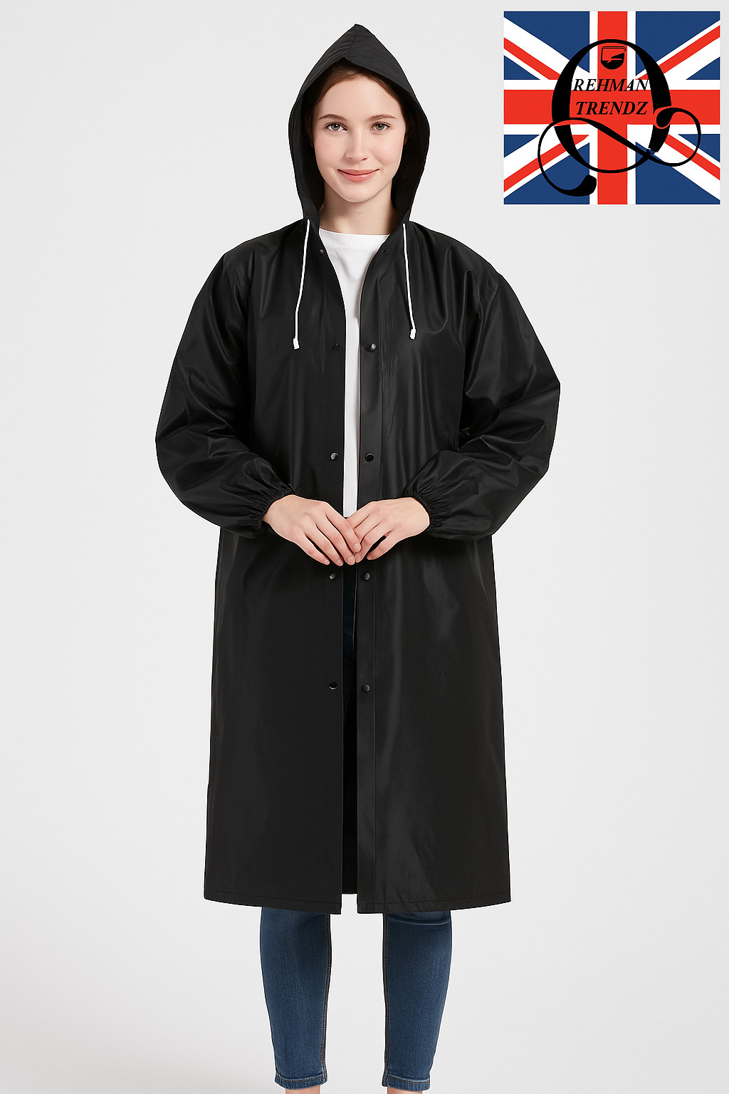 Unisex EVA Waterproof Raincoat Hooded Long Jacket for Men Women Camping Hiking