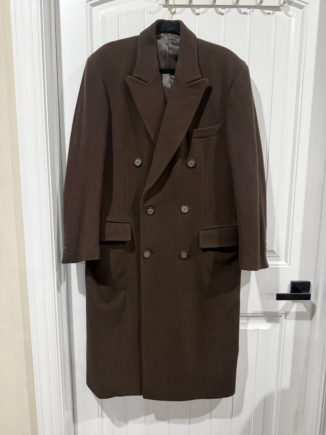 Vintage CHAPS Ralph Lauren Lambswool Double Breasted Overcoat Brown 40 Coat