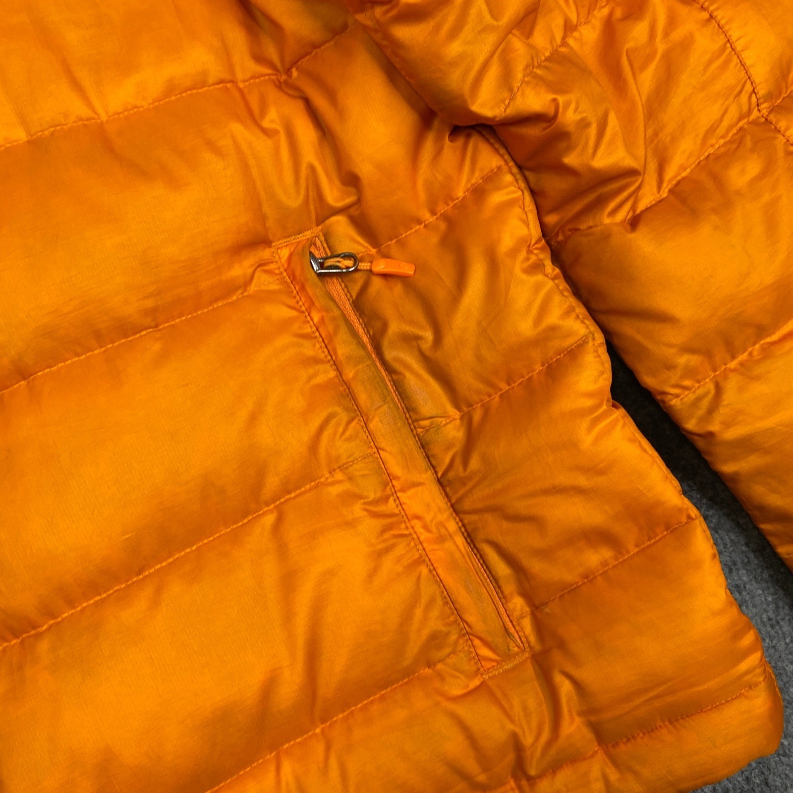 Marmot Zeus 800 Fill Down Puffer Jacket Mens Medium Orange Full Zip 72740 2012