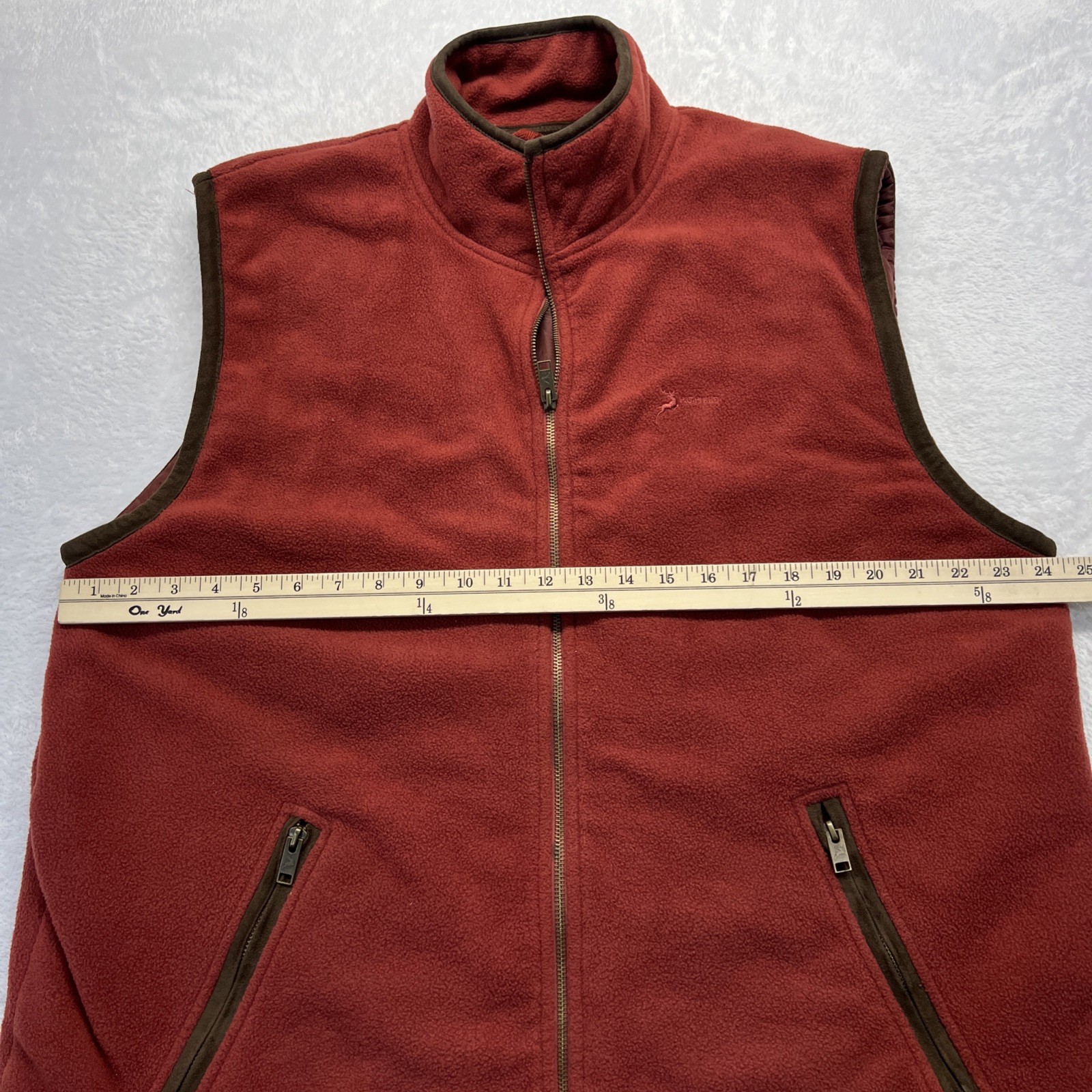 P.G. Field Vest Men XL Rust w/ Brown Trim Front Zip Lined Drawstring Bottom