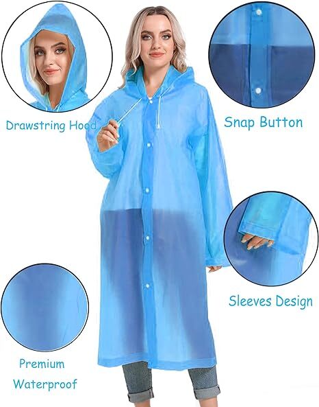 Unisex Adult Waterproof Raincoat Rain Coat Hooded Trench Jacket Outdoor Hiking
