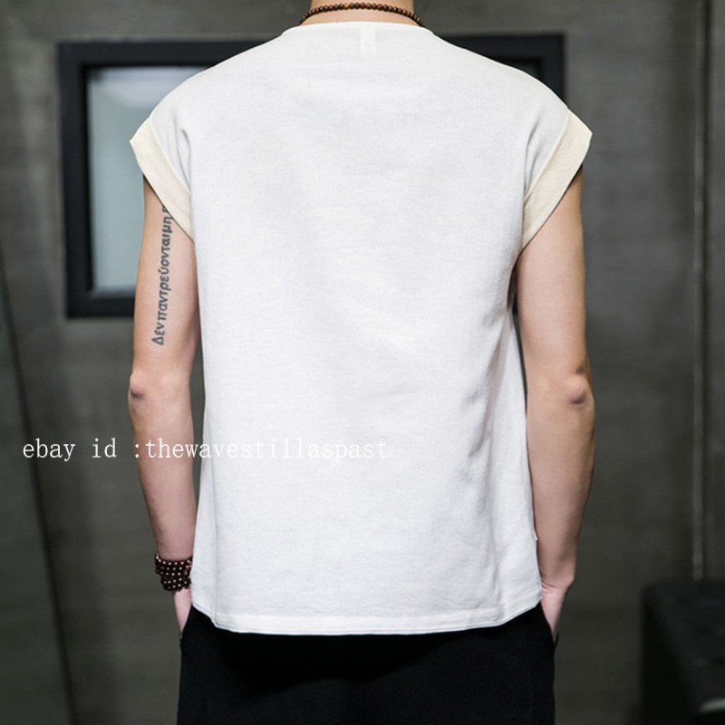 Men Cotton Linen Waistcoat Vest Sleeveless Tang Suit Jacket Kung Fu Tai Chi Vest