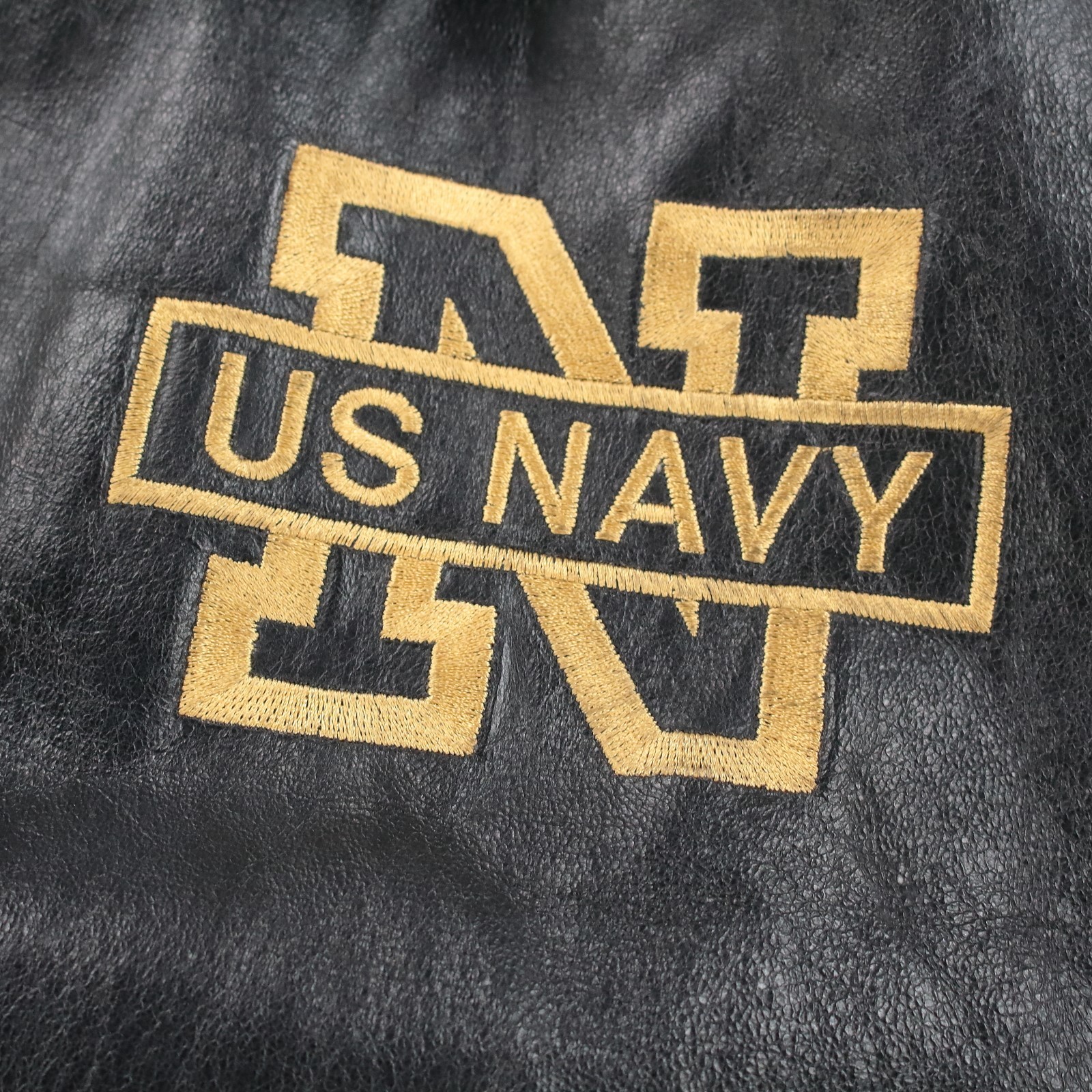 vtg 90s y2k USN United States US Navy leather full zip bomber jacket XL no liner