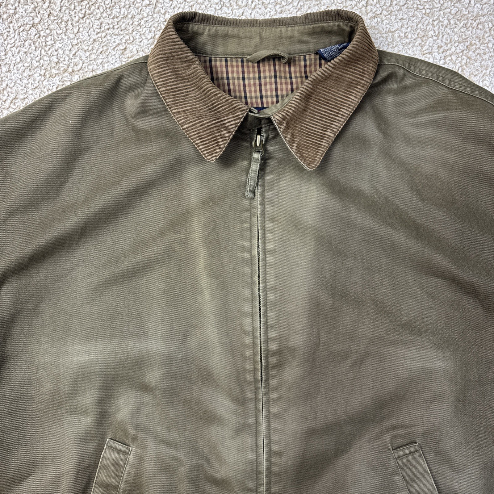 Vintage Gant Heavy Peached Windcheater Jacket Mens XL Brown USA Flag Full Zip