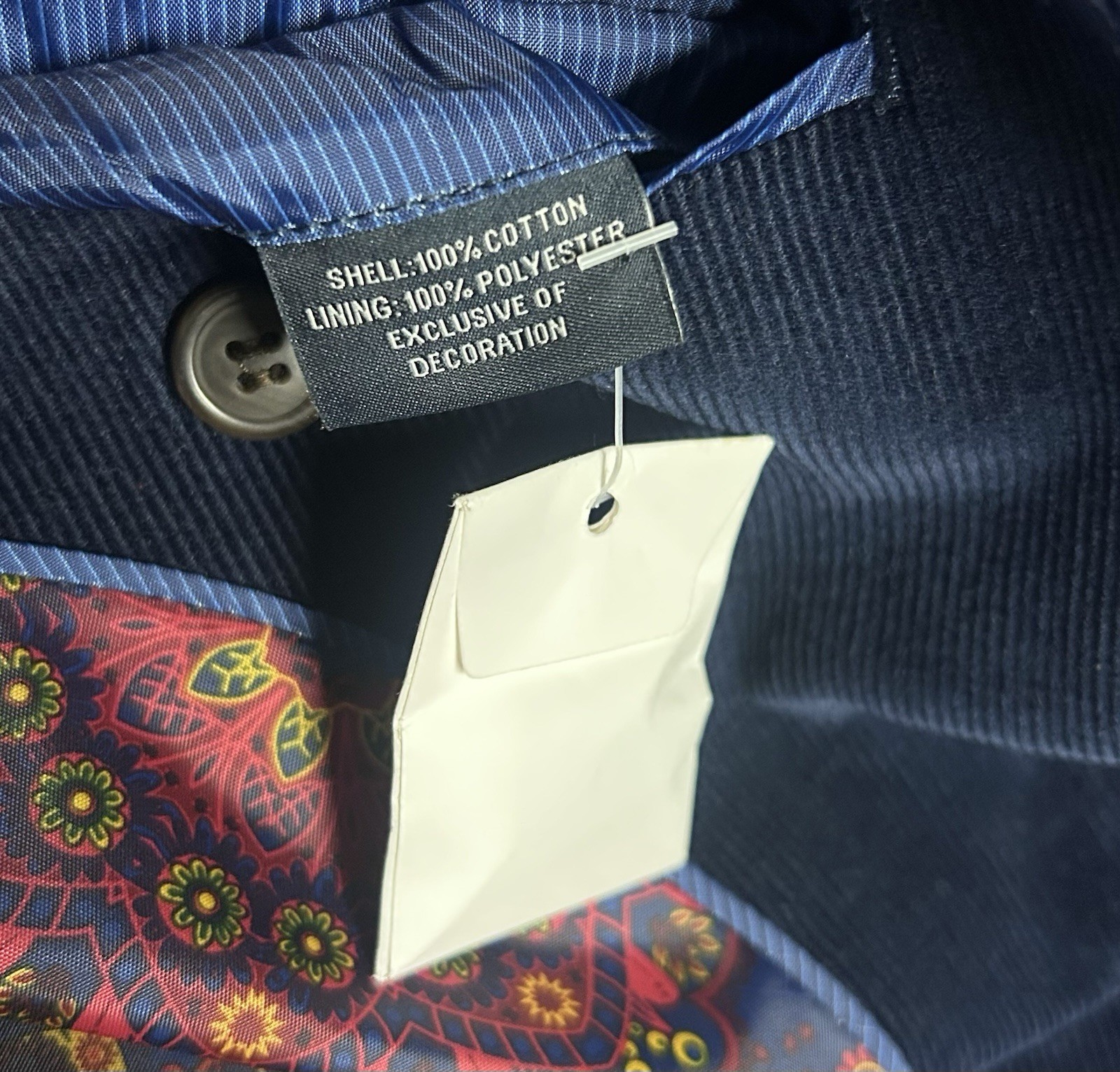 TailorByrd Blazer Mens 38 R Sports Coat Jacket Blue Two Button Corduroy Pockets