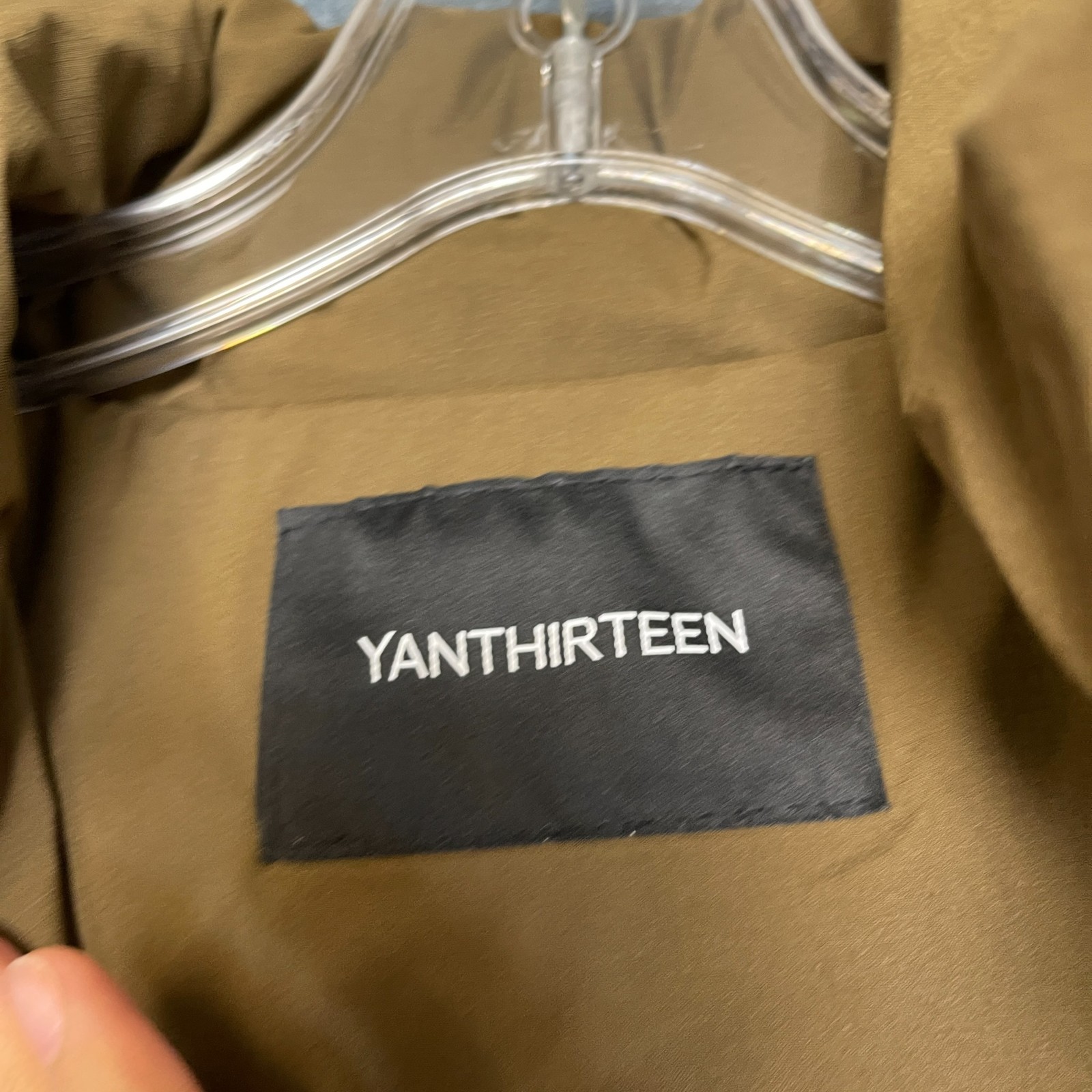 Yanthirteen Puffer Jacket Mens Tan Quilted Mock Neck Snap Front Hiking Outdoor