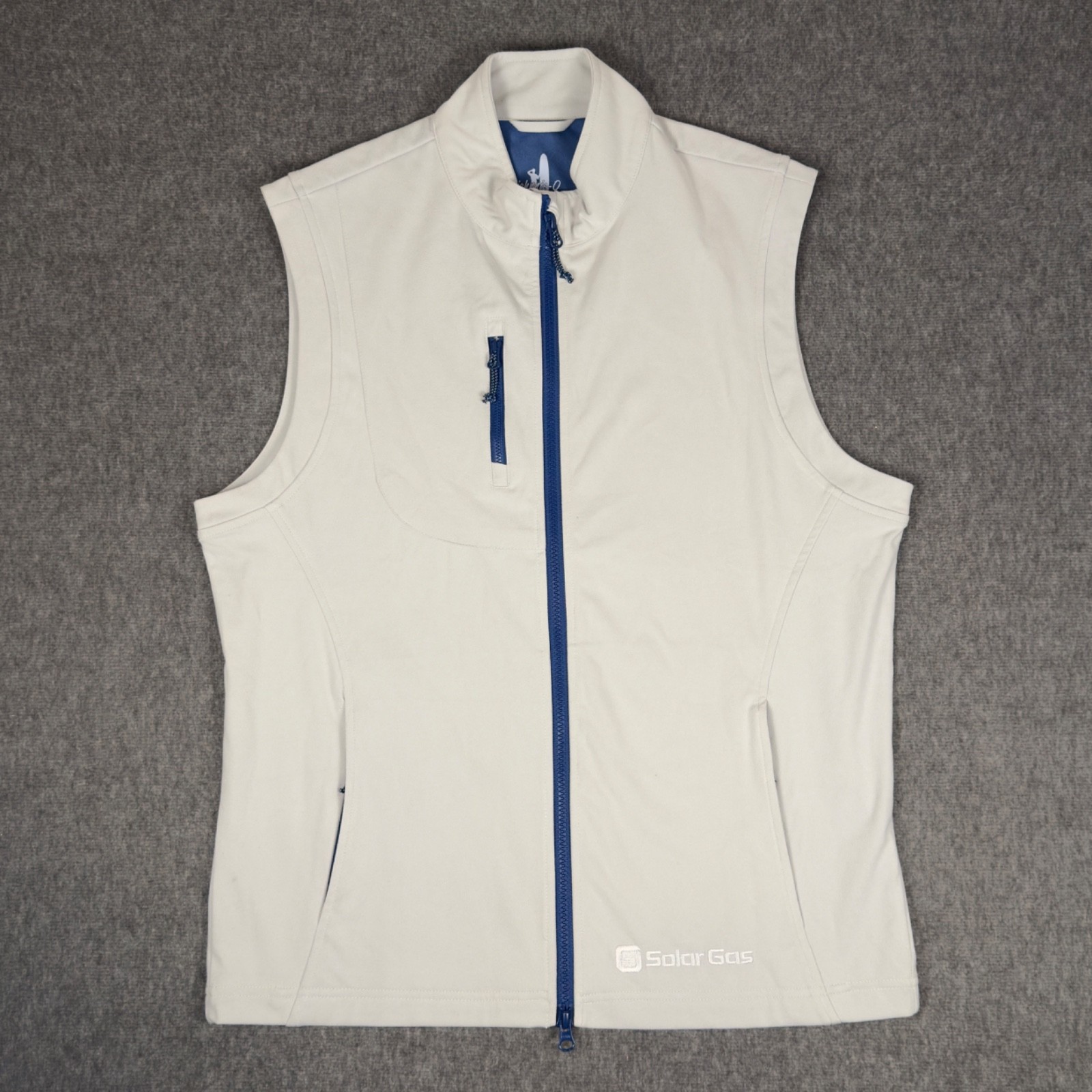 Johnnie-O Knockdown Softshell Vest Mens M Gray Chrome Golf Solar Gas Logo