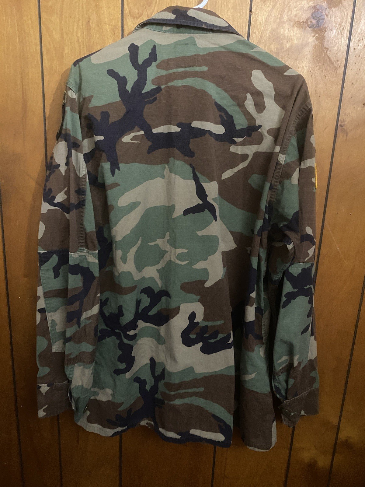 VTG US Army Military Camo Hot Weather Coat Long Sleeve Sz Large Woodland Combat