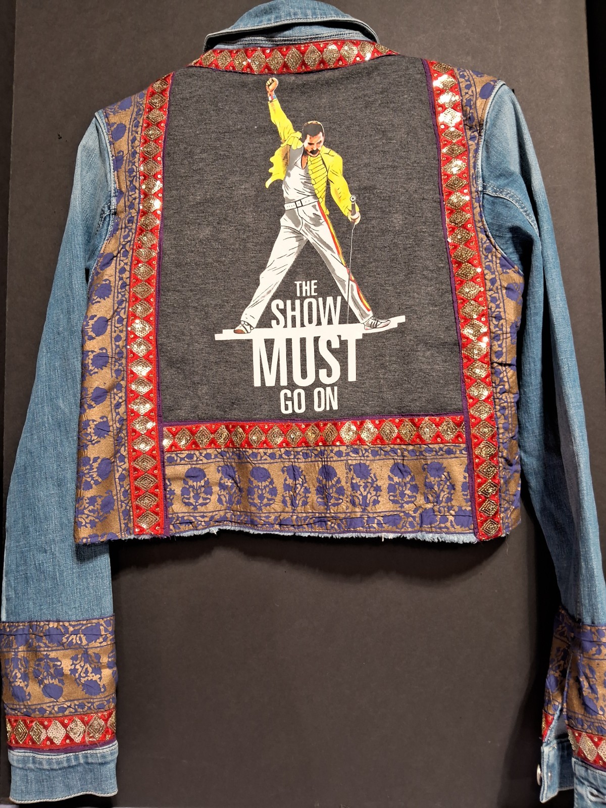 QUEEN Freddy Mercury Unisex Adults Blue Denim Jacket Size S «Show Must Go On «