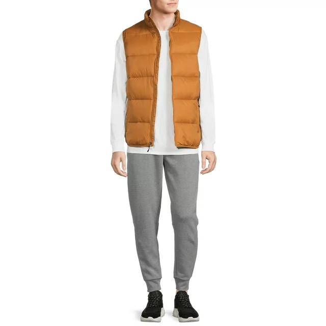 Swiss Tech Mens Puffer Vest Performance Gear Size S,M, L, XL, 2XL, 3XL Brown Zip