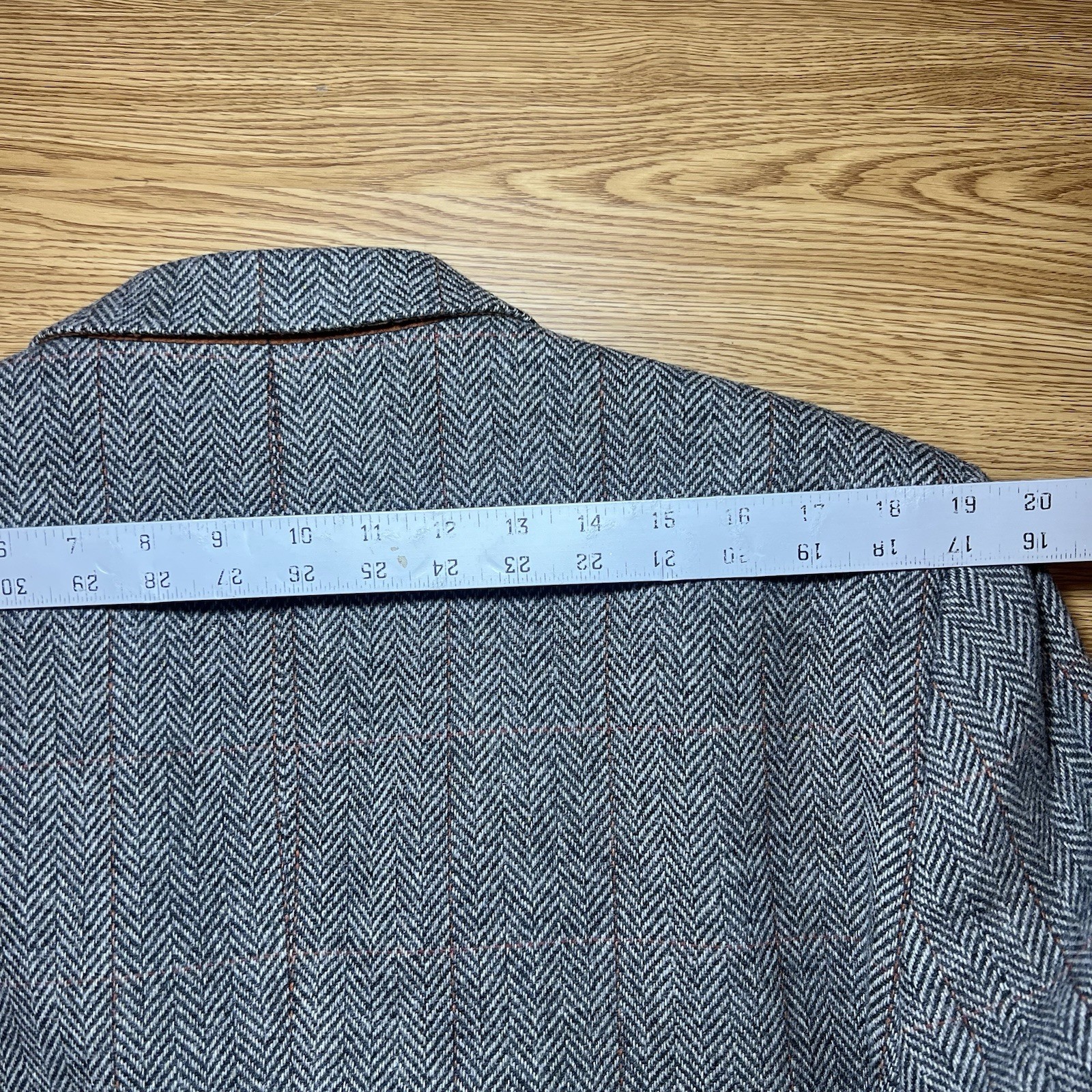 Joe Joseph Abboud Mens 44L Brown Herringbone Wool Sport Coat Blazer Elbow Patch