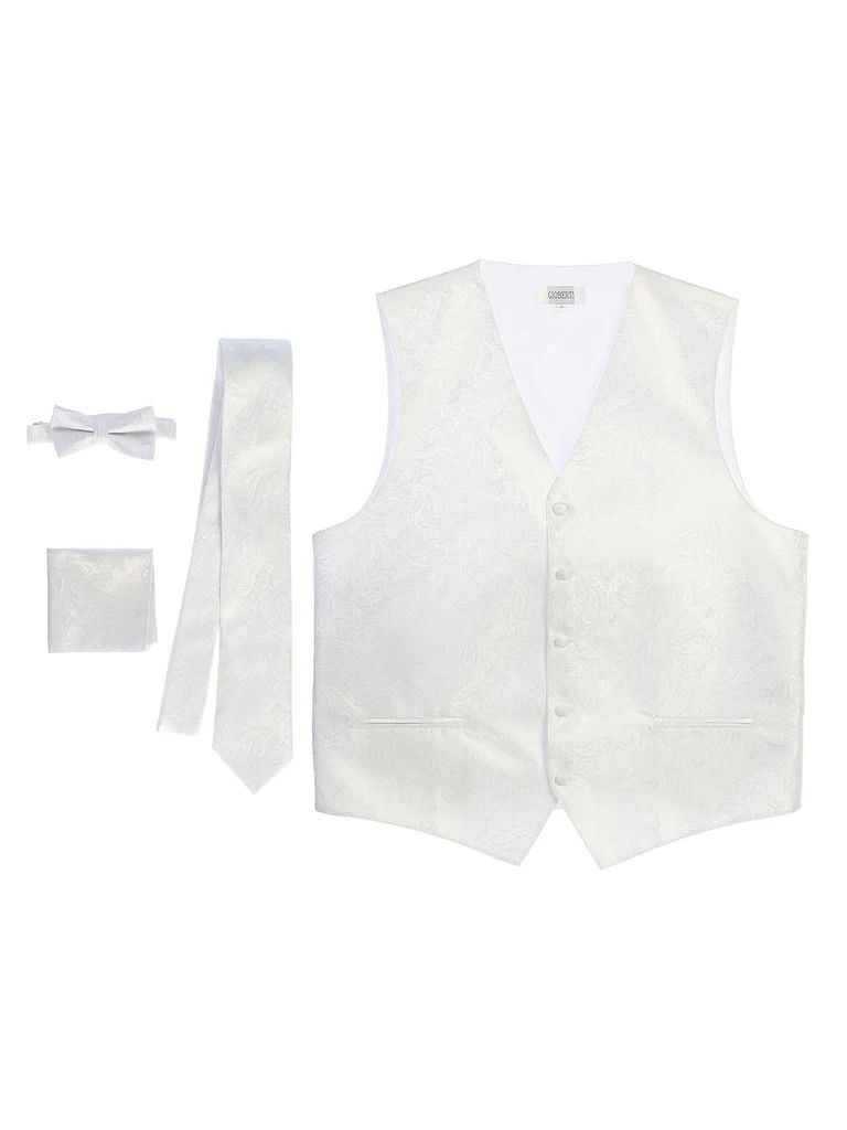 Gioberti Men’s 4 Pc Formal Jacquard Paisley Vest Set 100 % Polyester Size XS-4XL