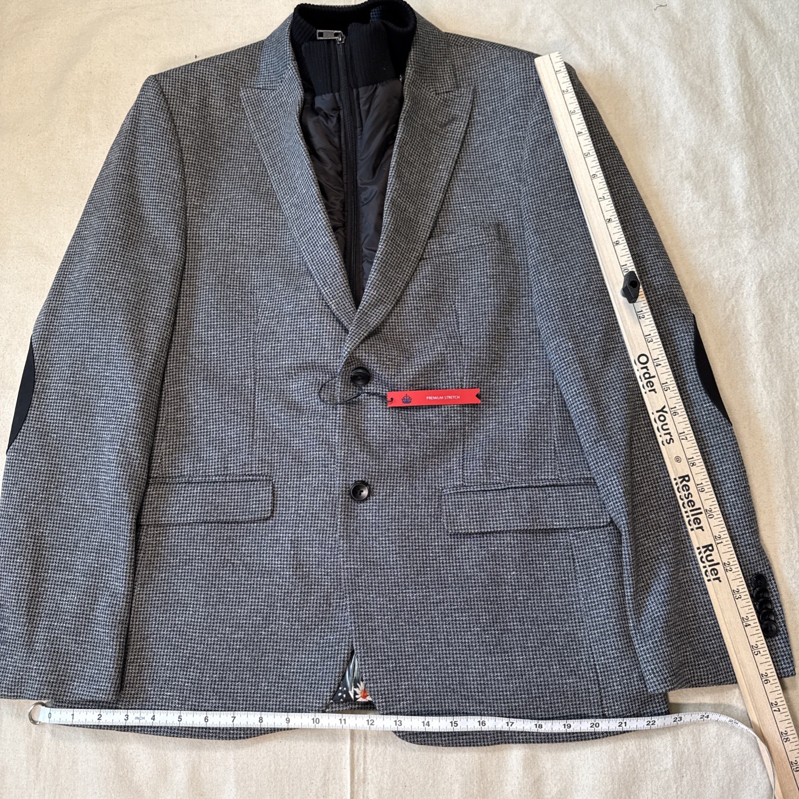 Soul of London Grey Blazer Double Lining Zip In Insulated Vest
