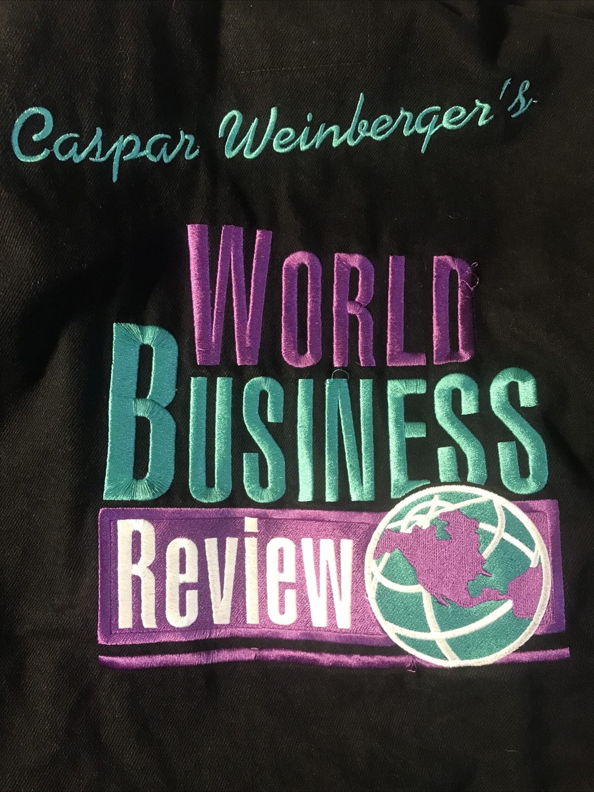Caspar Weinberger’s World Business Review Heavy Denim Black & Green LG Jacket