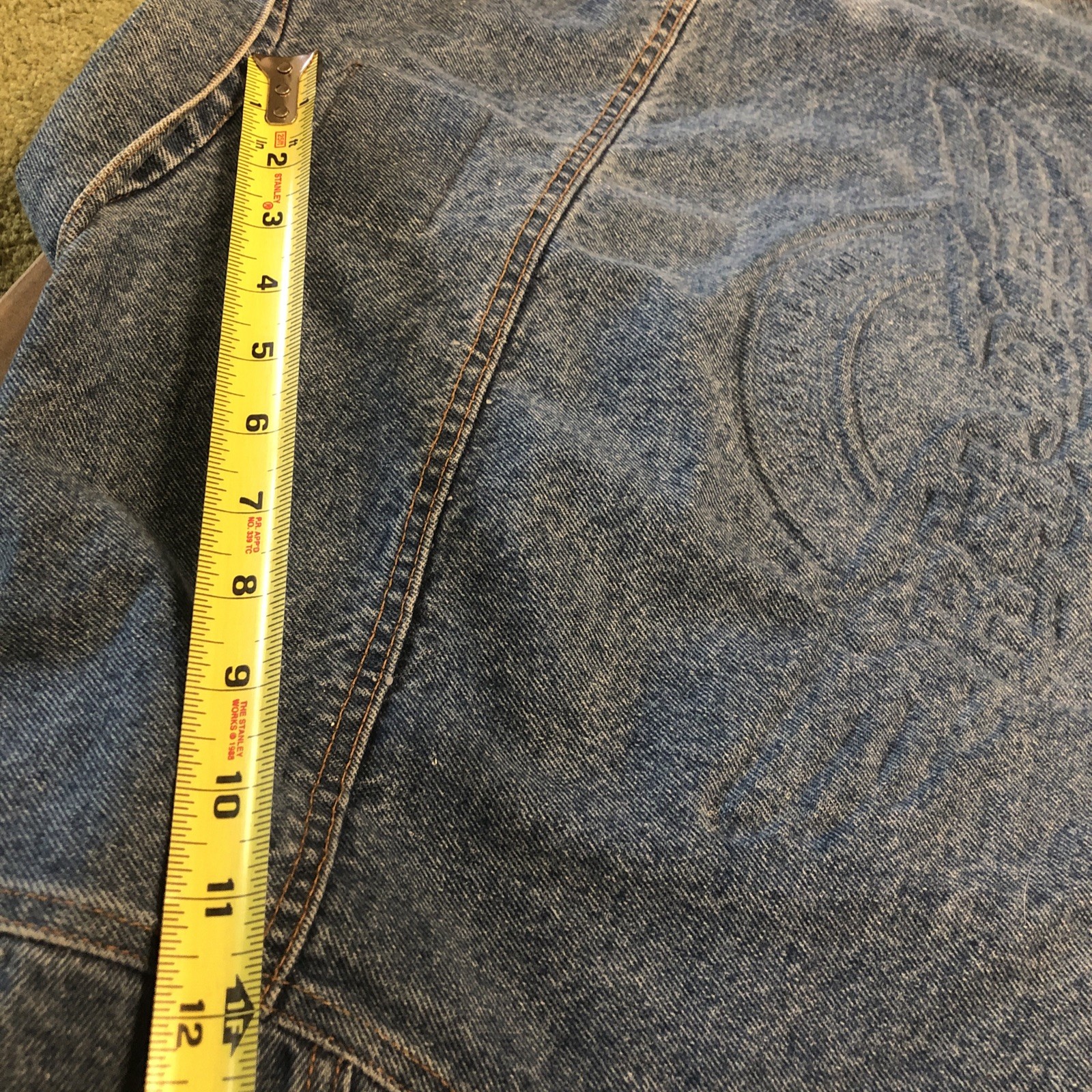 Vtg Denim Jacket March Of Dimes Embossed 2XL 90’s Y2K Biker Jacket