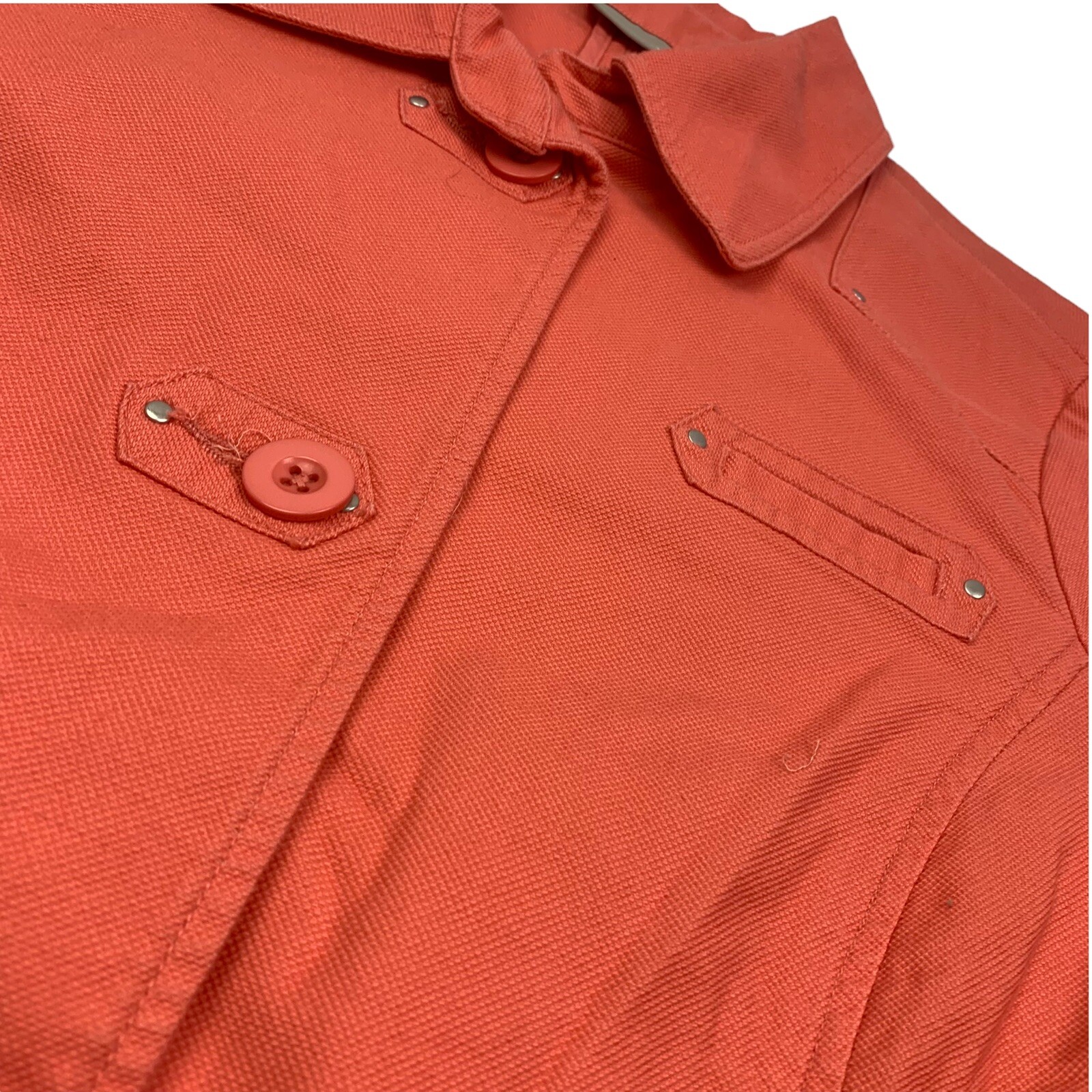 FG FIELD GEAR large tangerine COTTON spandex canvas JACKET COAT OUTERWEAR sharp!