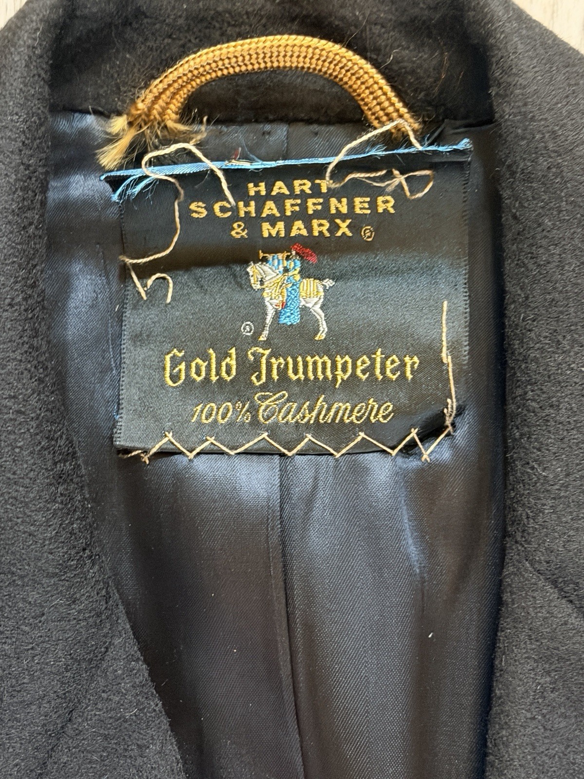 VTG Hart Schaffner & Marx Gold Trumpeter Overcoat Men 40R 100% Cashmere Measured