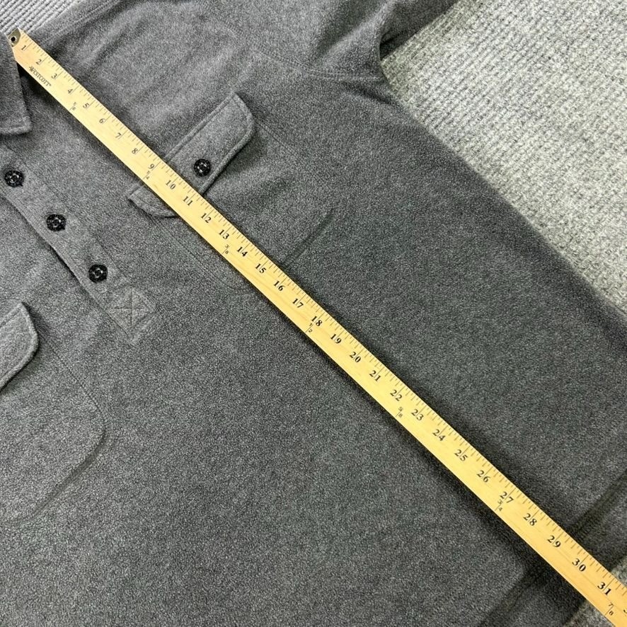 J Crew Oarman Shacket Shirt Jacket Men Medium Gray Pullover Four Button USA Made