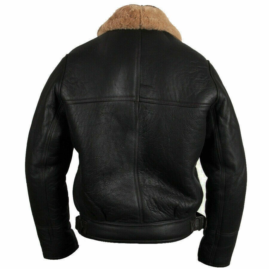 RAF Aviator B3 Bomber Jacket Men Real Sheepskin Leather Flying Pilot Jacket Coat