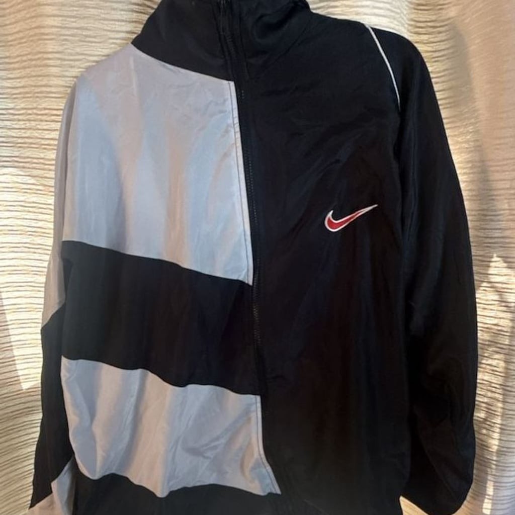 Vintage 90s Nike Black and White Blocked Full Zip Windbreaker Jacket