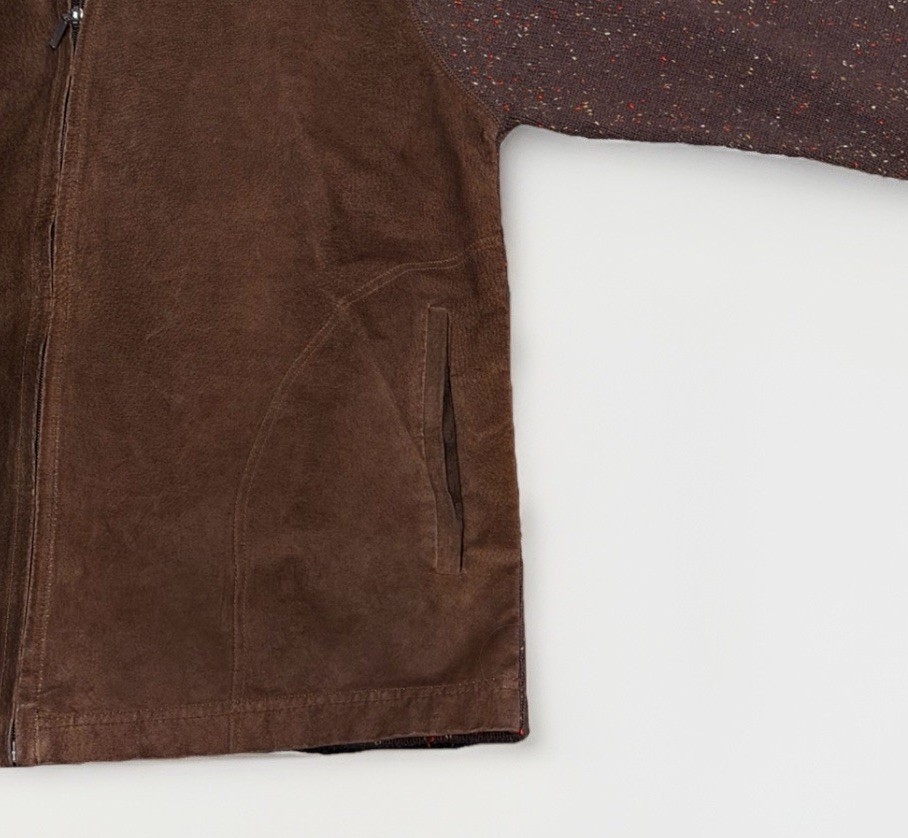 Wilke Rodriguez Brown Faux-Suede Knit Full Zip Jacket Size L Work Casual Walk