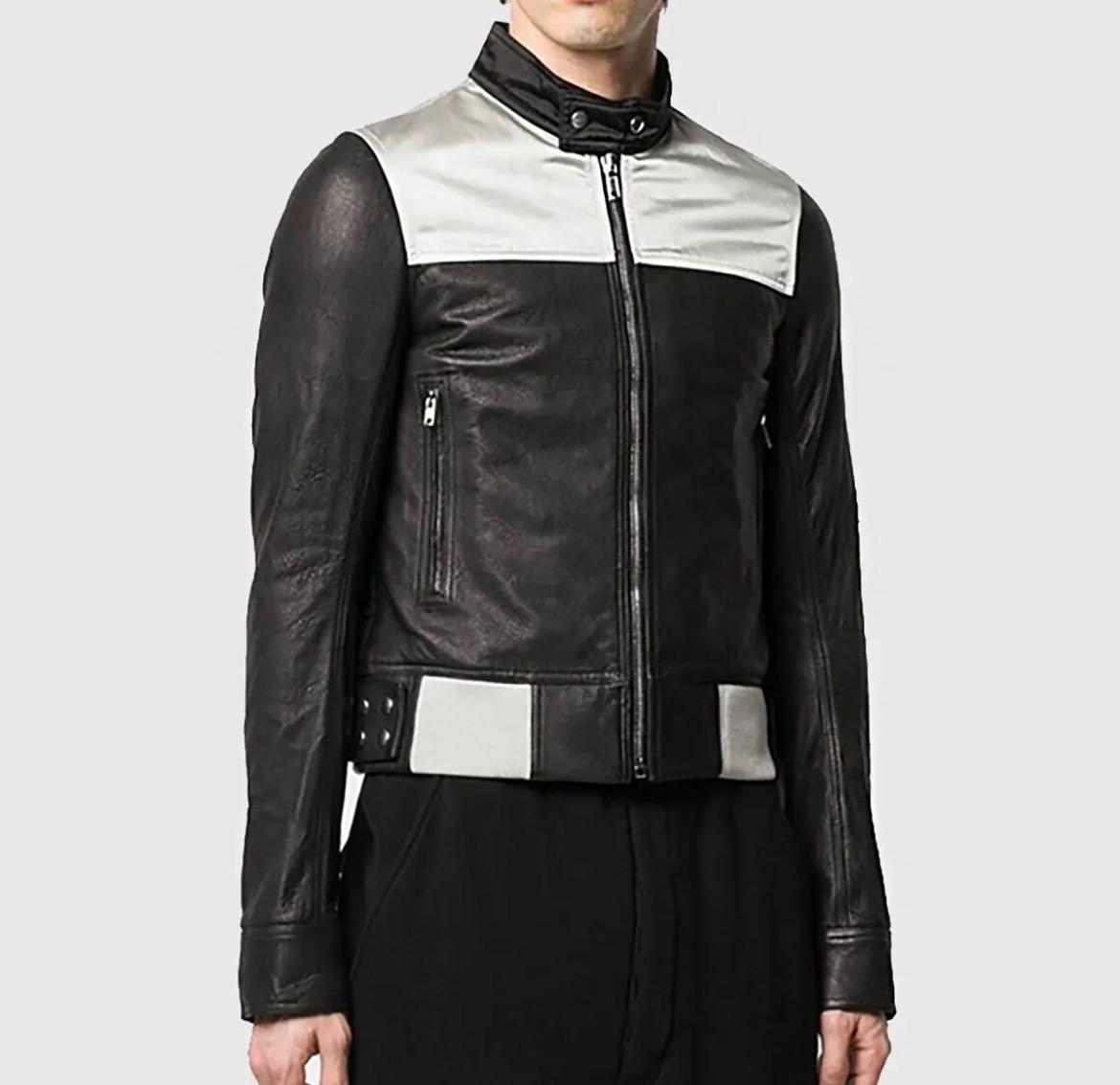 Mens leather biker jacket