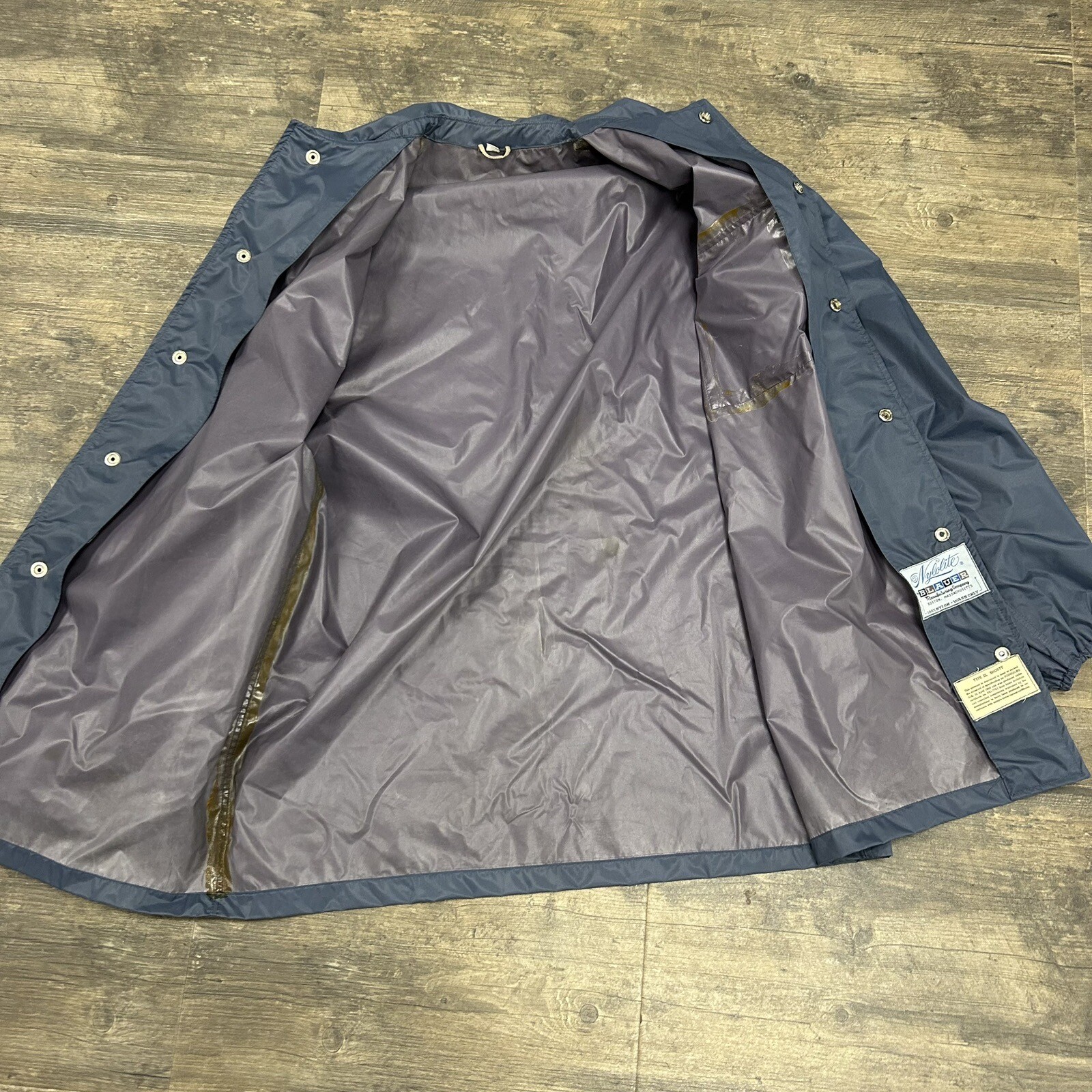 Vintage Blauer Nylolite Rain Jacket/Coat Men Size Medium Blue SLOW