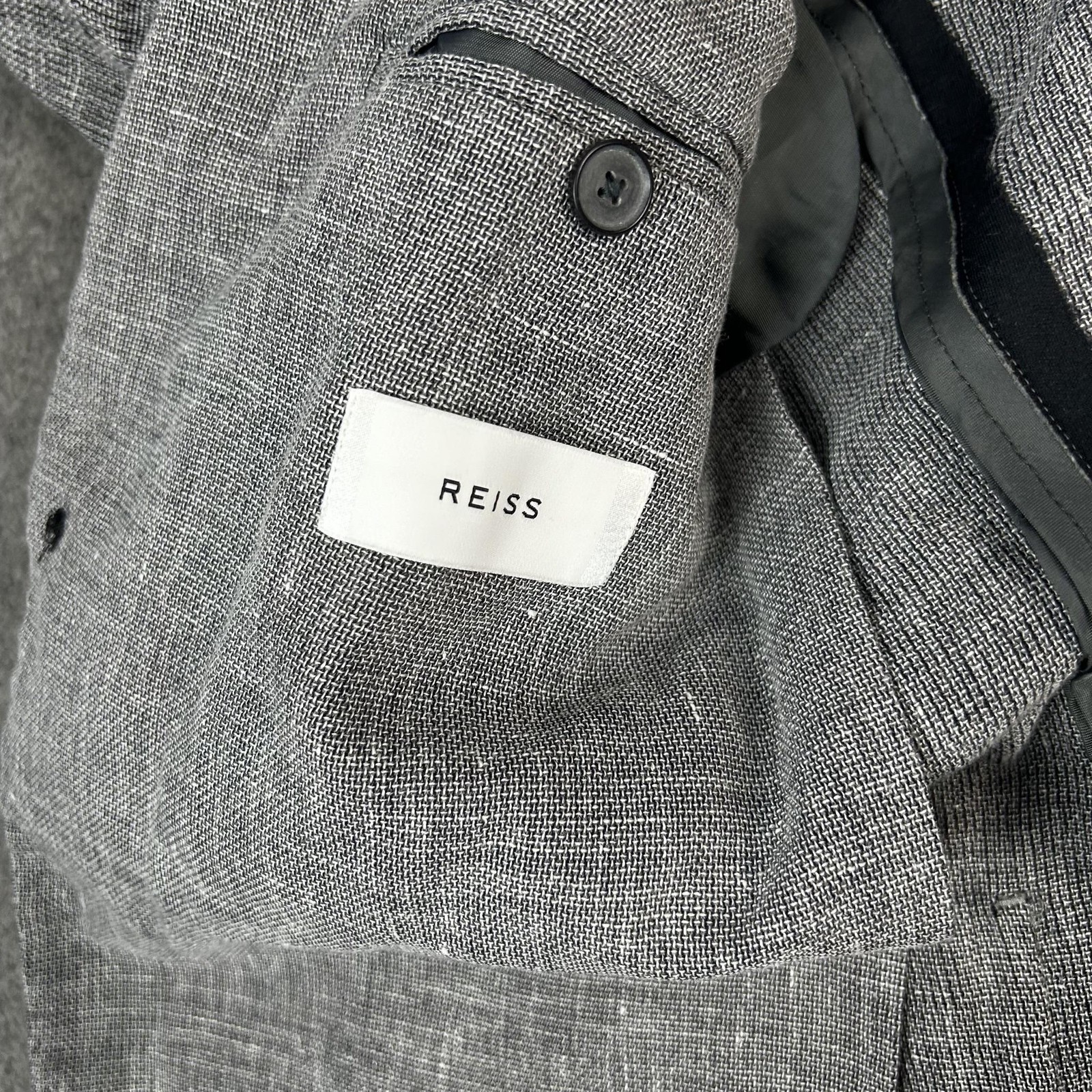 Reiss Blazer Mens 36 Grey Tate B Linen Cotton Blend Jacket Smart Business Casual