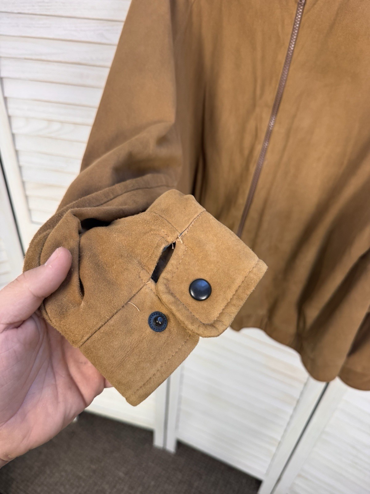 Aberdeen Brown Full Zip Bomber Jacket Men’s L/G Button Zipper Lined Casual