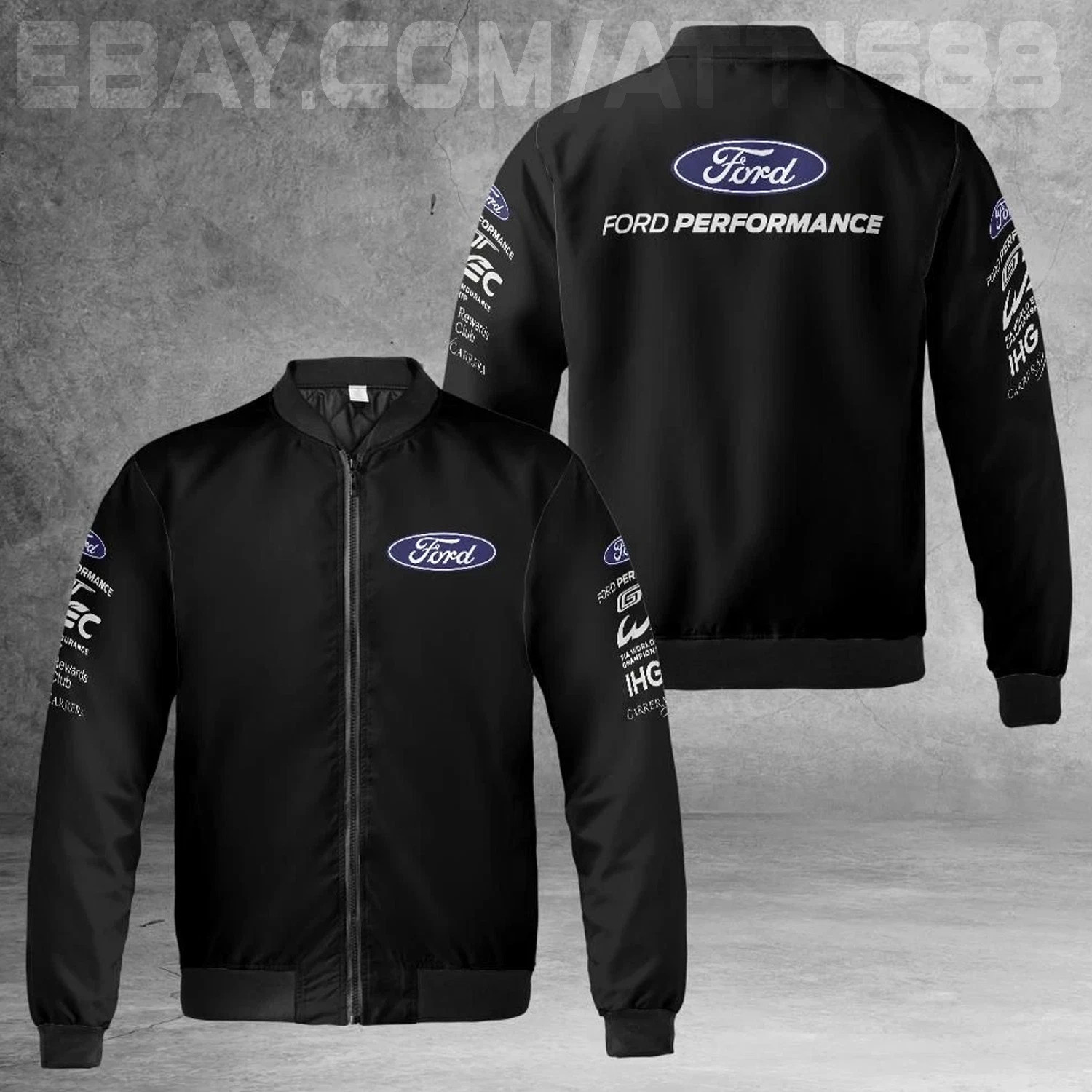 Ford Performance Racing Black Windproof Bomber Jacket
