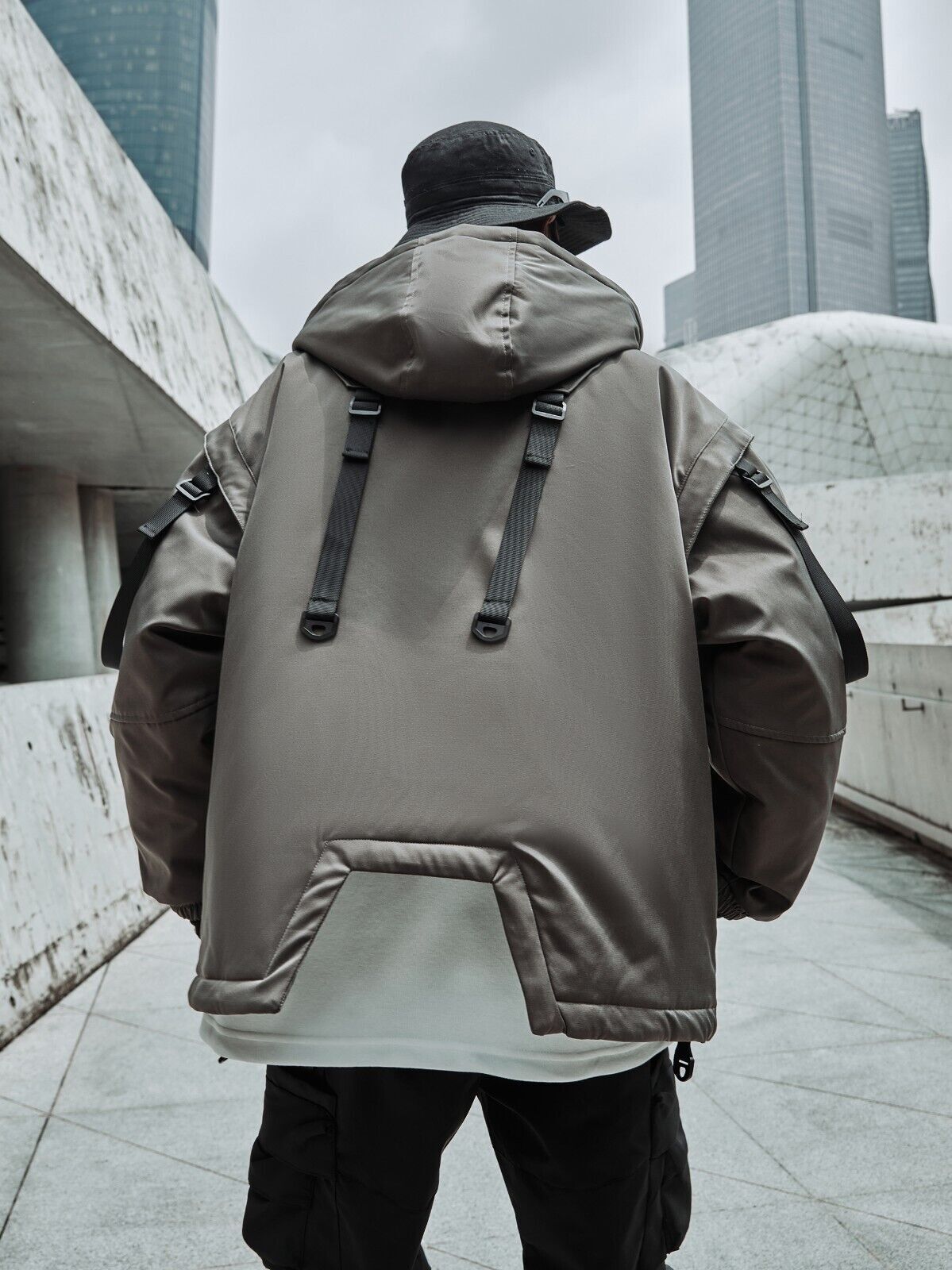 Niepce Japanese Streetwear Winter Parka Jacket with Strap Casual Techwear Coat