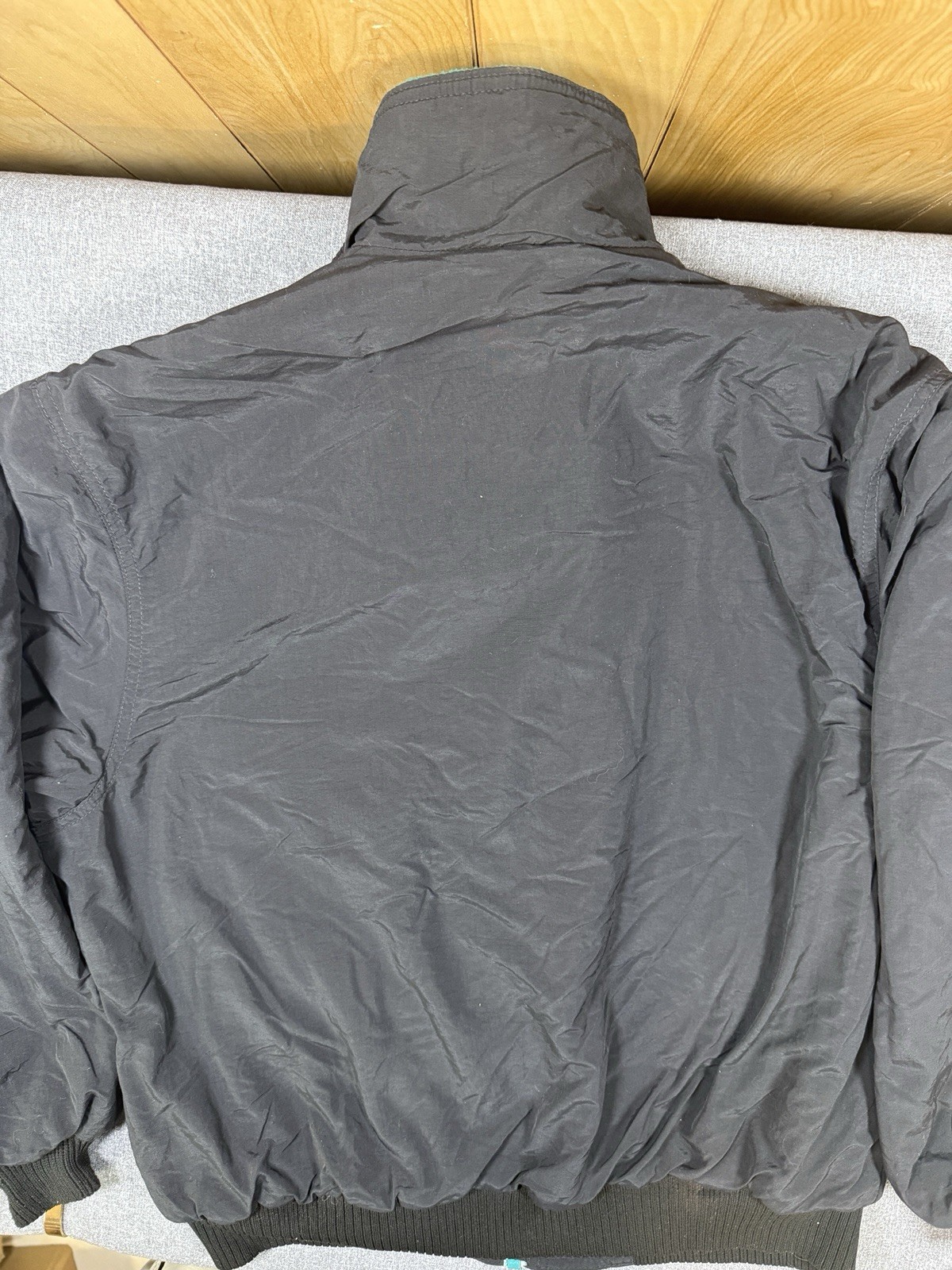Vintage Eddie Bauer Jacket Mens Medium Blue Fleece Lined Zip Bomber Made USA 90s