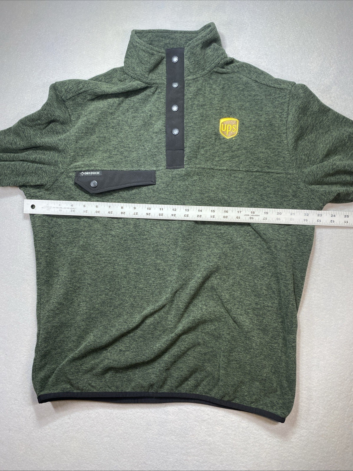 Dri Duck Pullover Mens M Green UPS Long Sleeve Four Button Fleece Sweatshirt U