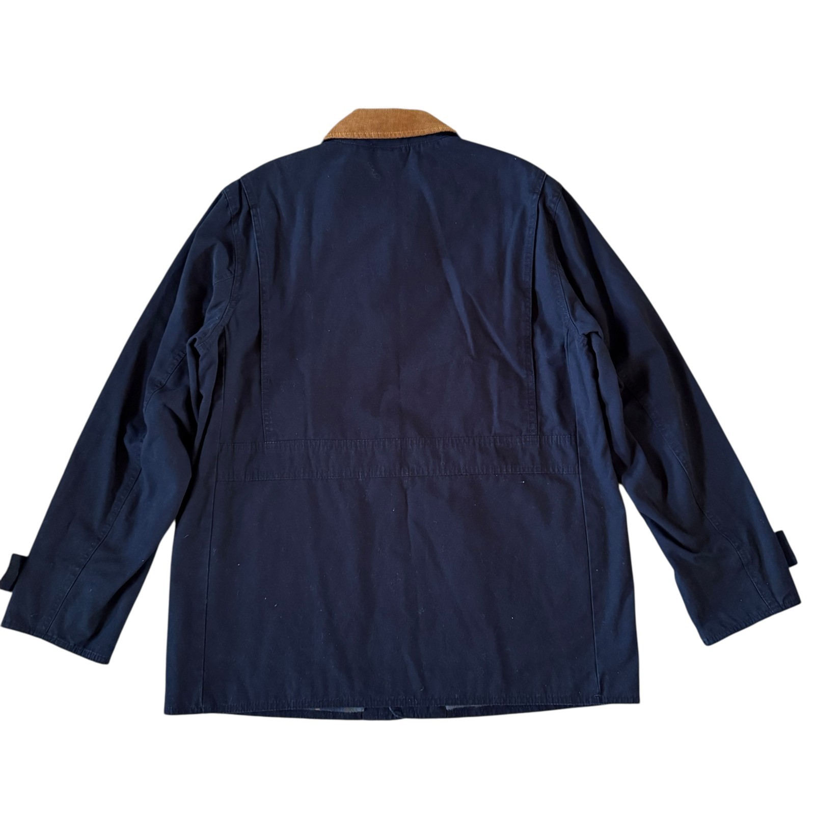 NWT Tommy Hilfiger Mens Navy Cotton Barn Coat Corduroy Collar Plaid Lined Jacket