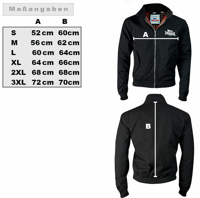 Lonsdale London Harrington Jacket Grey XS S M L XL 2XL 3XL 4XL 5XL Bomber Jacket