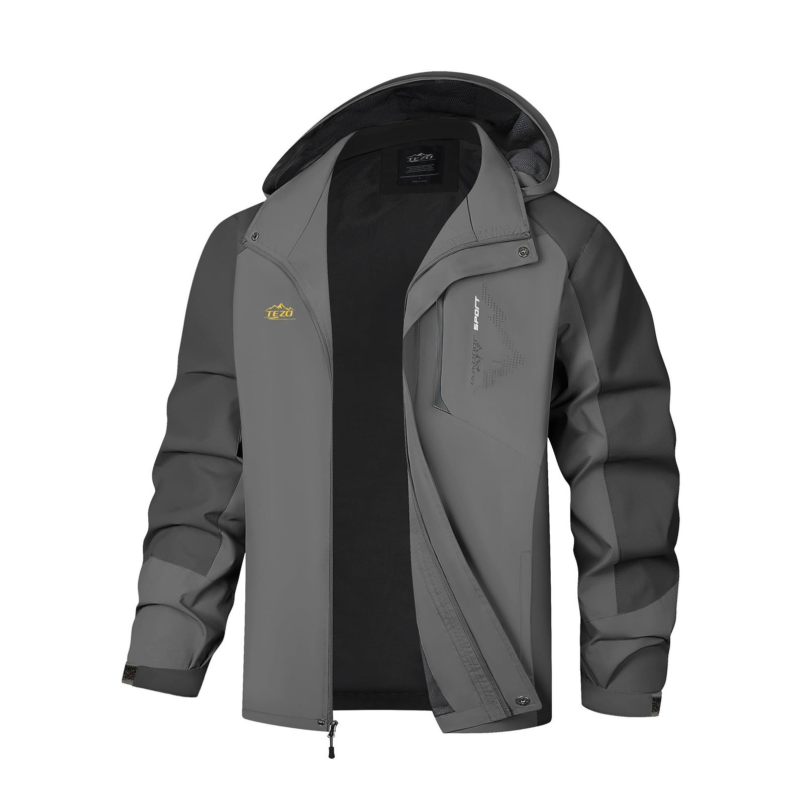 Mens Rain Jacket Waterproof With Hooded Hiking Coat Lightweight Windbreaker