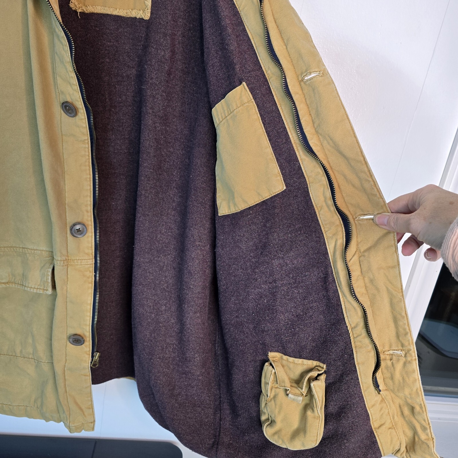 BKE 67 Mens Tan Canvas Barn Jacket Wool Blend Lined Workwear Coat Large 46150