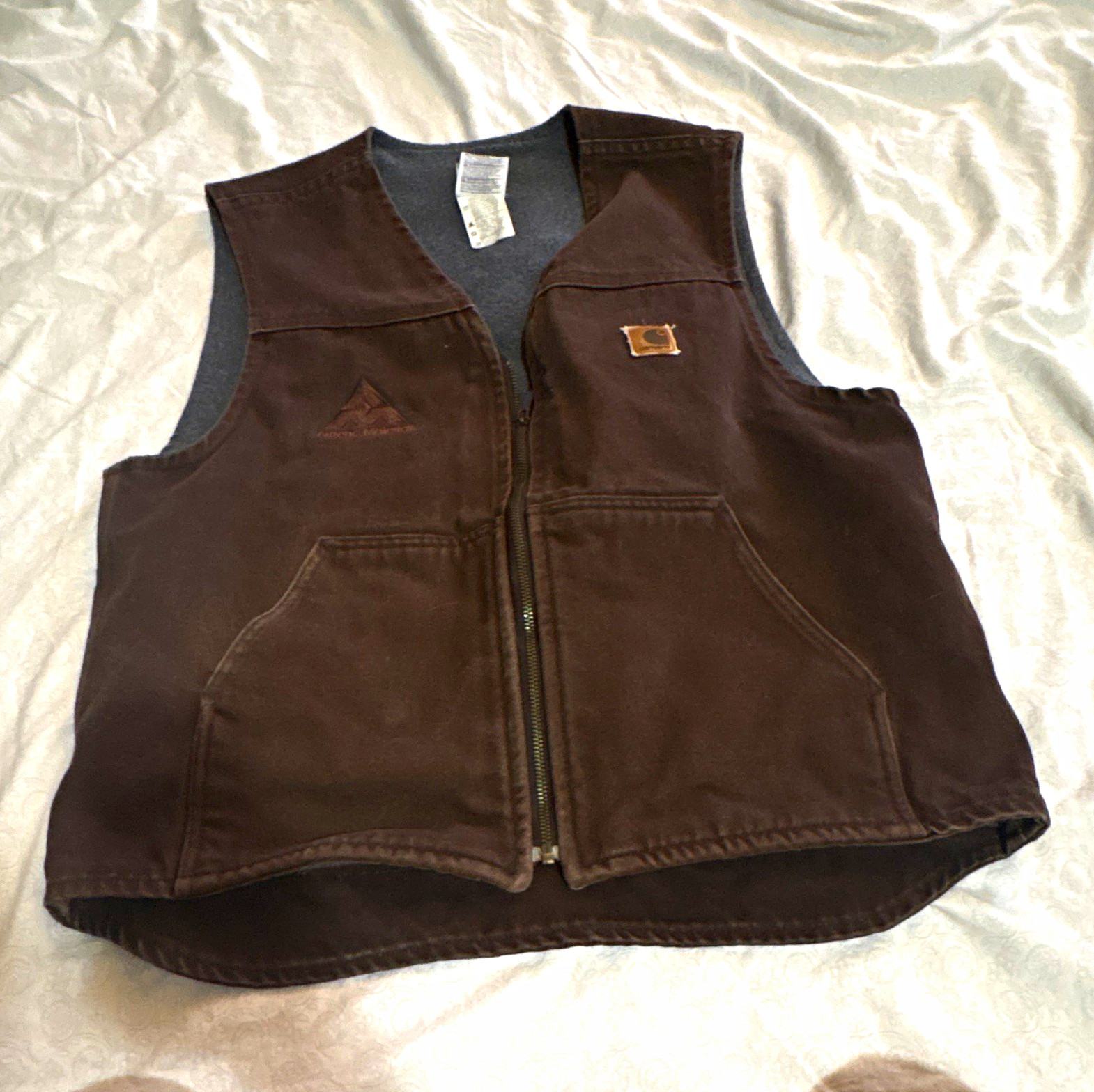Carhartt Men’s Brown Arctic Lined Full Zip Work Vest Pockets L Regular