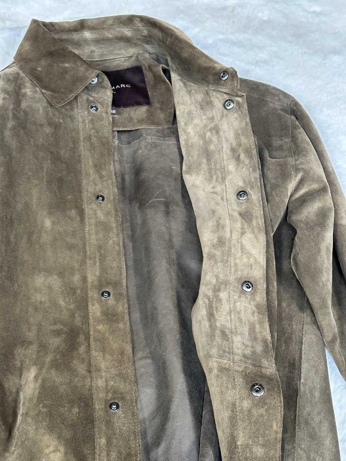 Andrew Marc mens suede leather jacket small olive brown