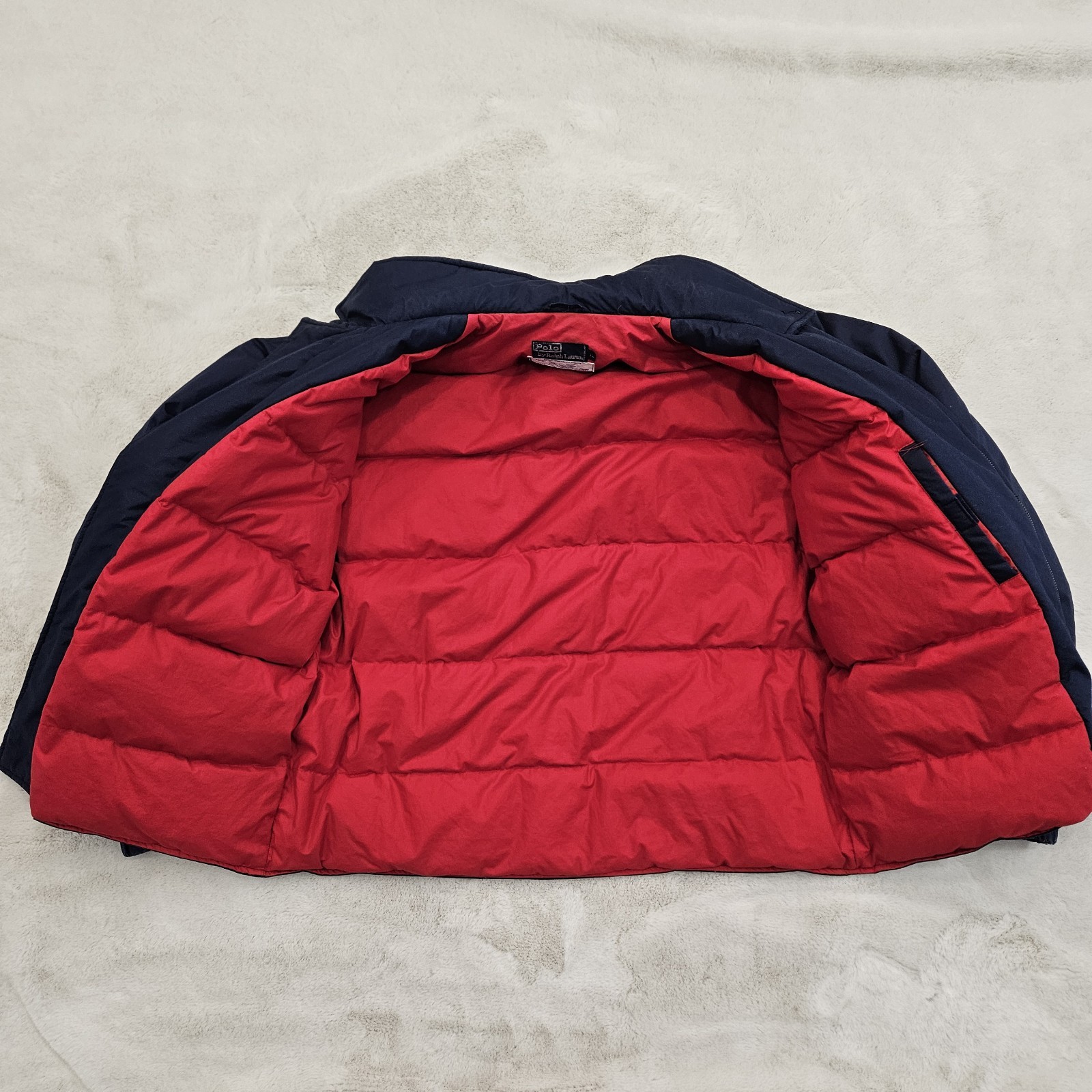 90s Polo Ralph Lauren Down Jacket XL Navy Blue Puffer Waterfowl Down 100g Cotton