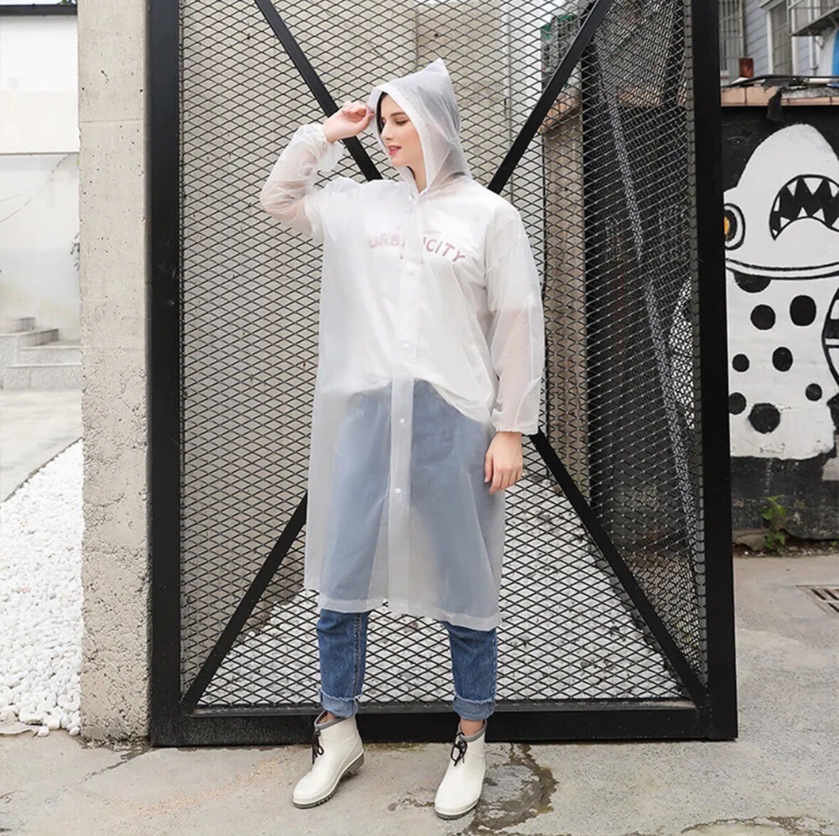 Unisex Adult Waterproof EVA Raincoat Hooded Jacket Poncho Rainwear Camping New