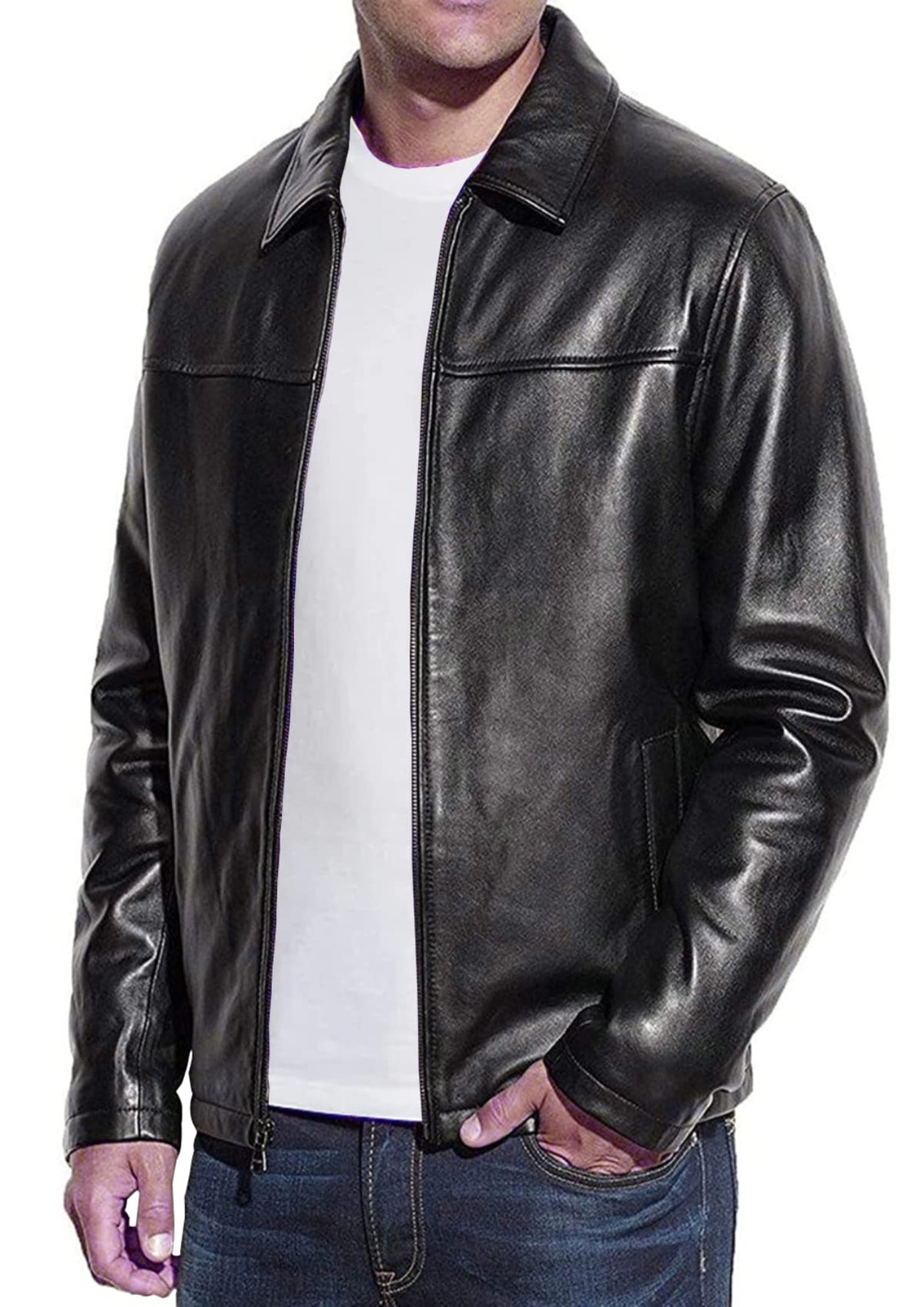 Storemm Men’s Genuine Leather Jacket Men Classic Biker Style Coat | Lambskin