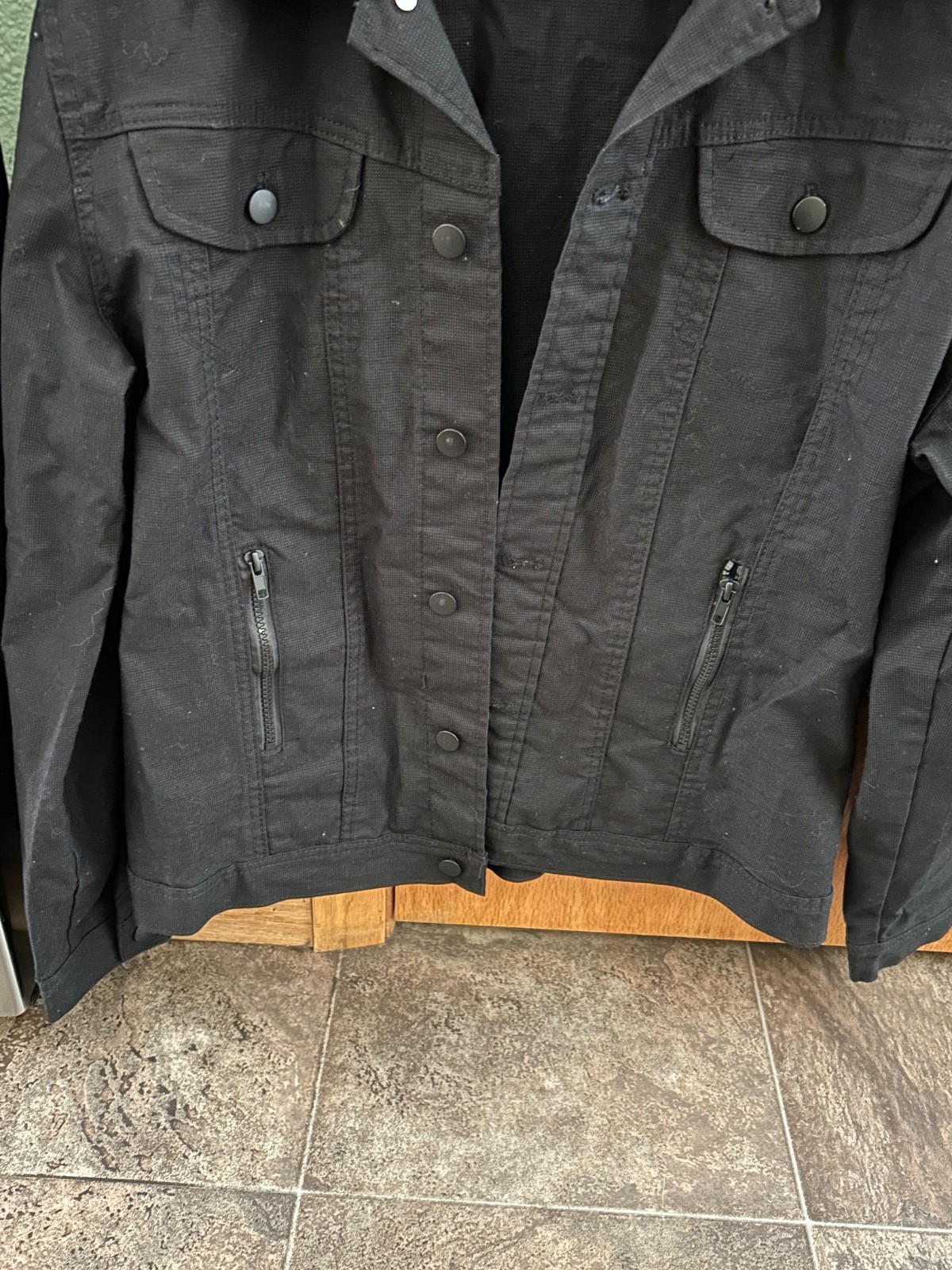 Mens Triump Over Tragedy Size Large Black Motorcycle Jacket 70%-Cotton3%-Spandex